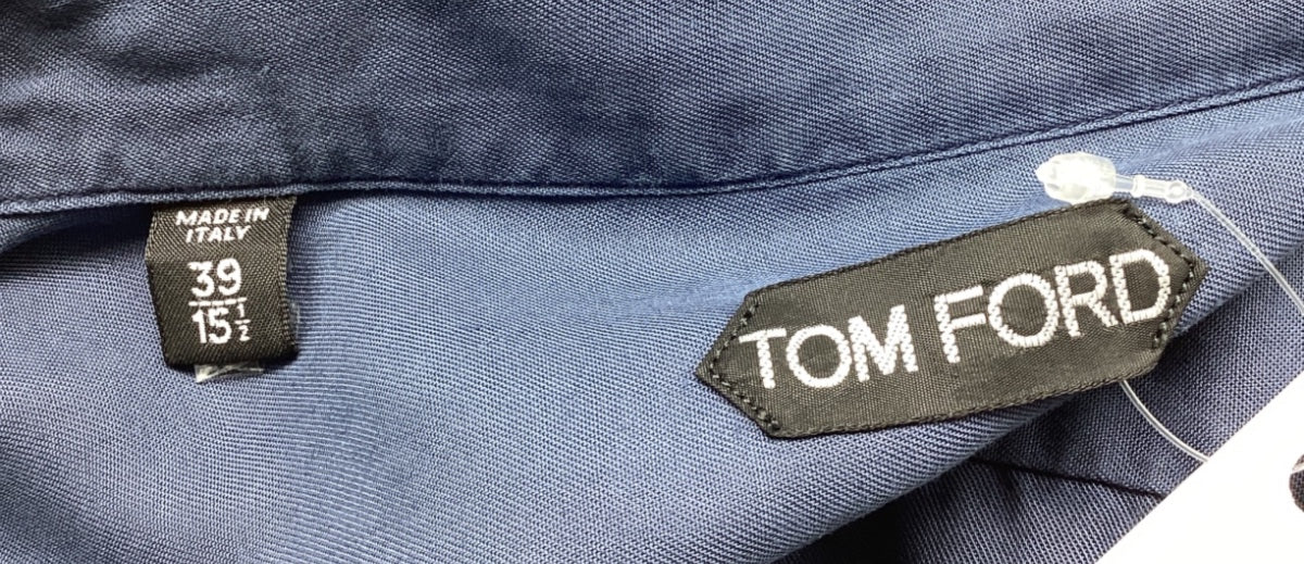 Men's Tom Ford Button-Down Shirt in Blue Lyocell - Image 10