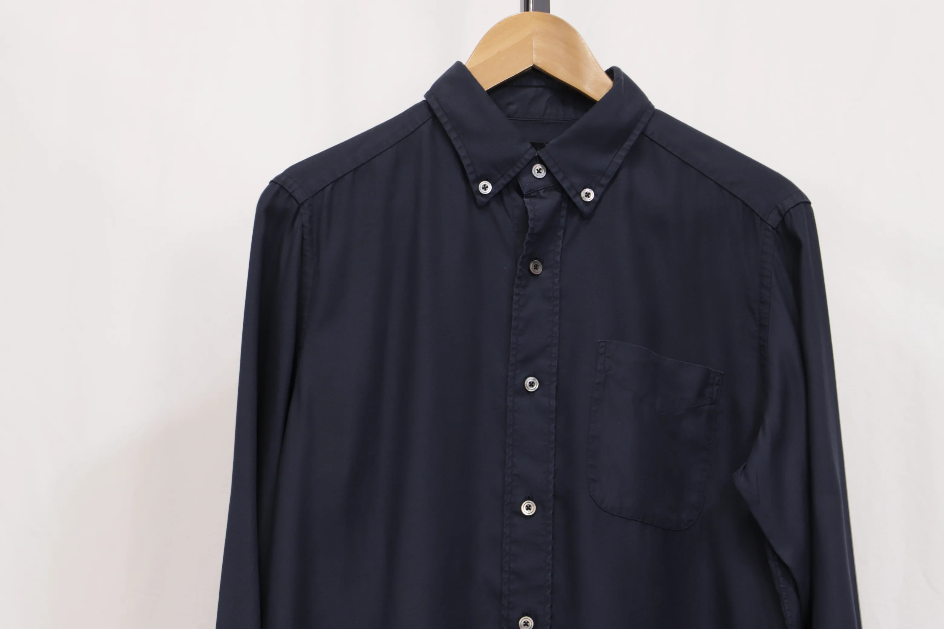 Men's Tom Ford Button-Down Shirt in Navy Blue Lyocell - Image 9