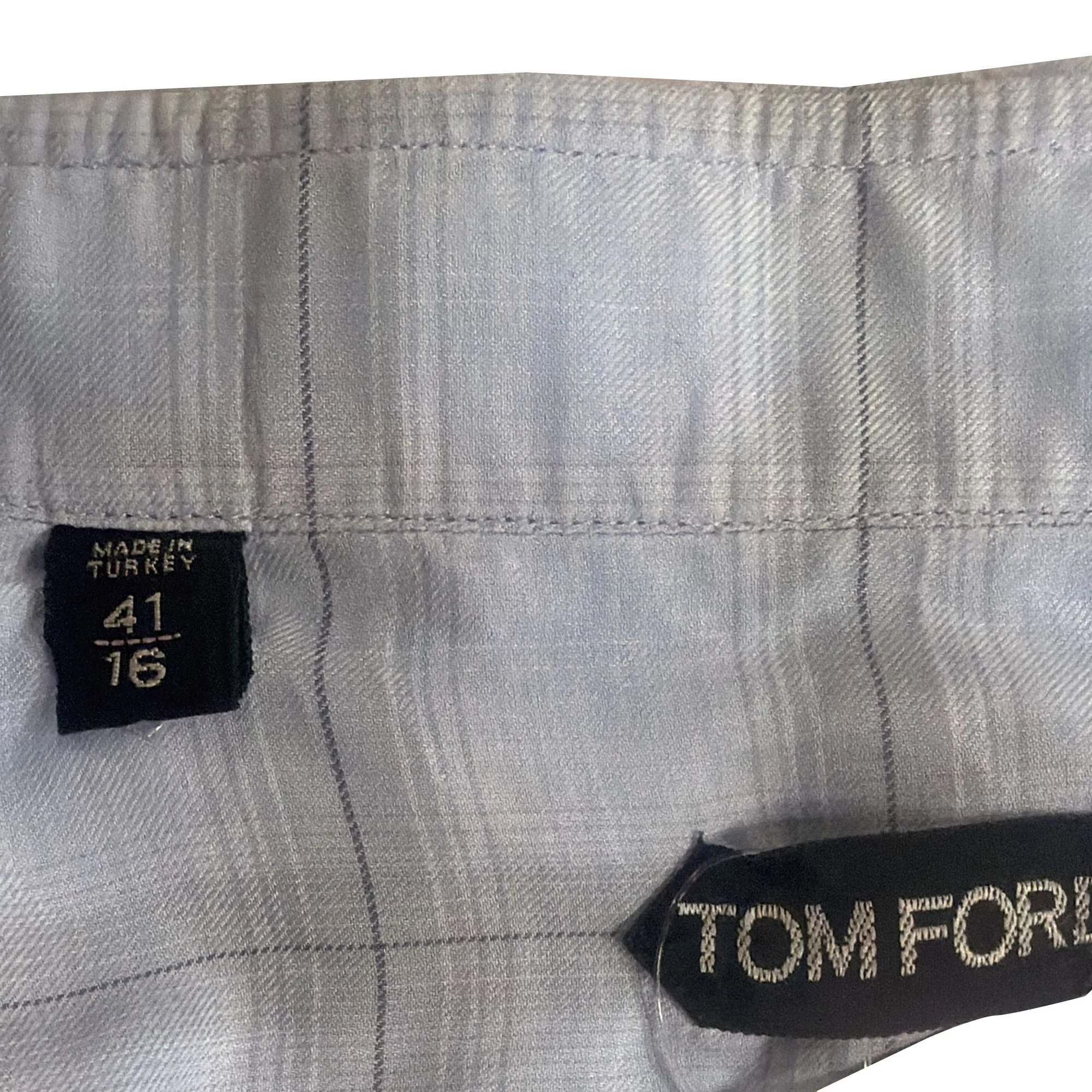 Men's Tom Ford Plaid Shirt in Light Blue Cotton - Image 5