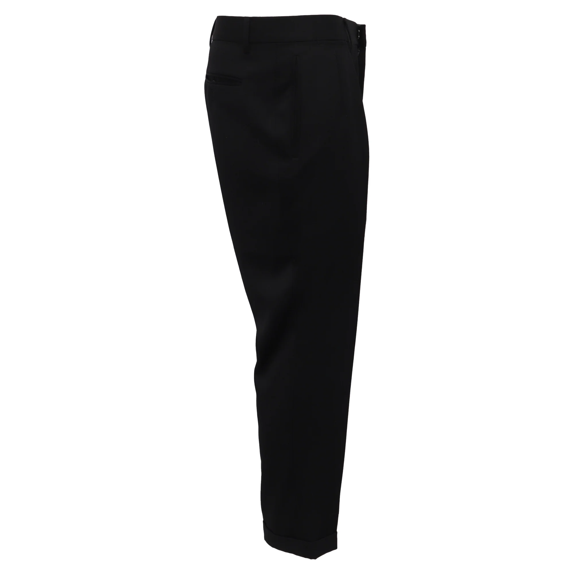 Men's Tom Ford Pleated Cropped Trousers in Black Wool - Image 2