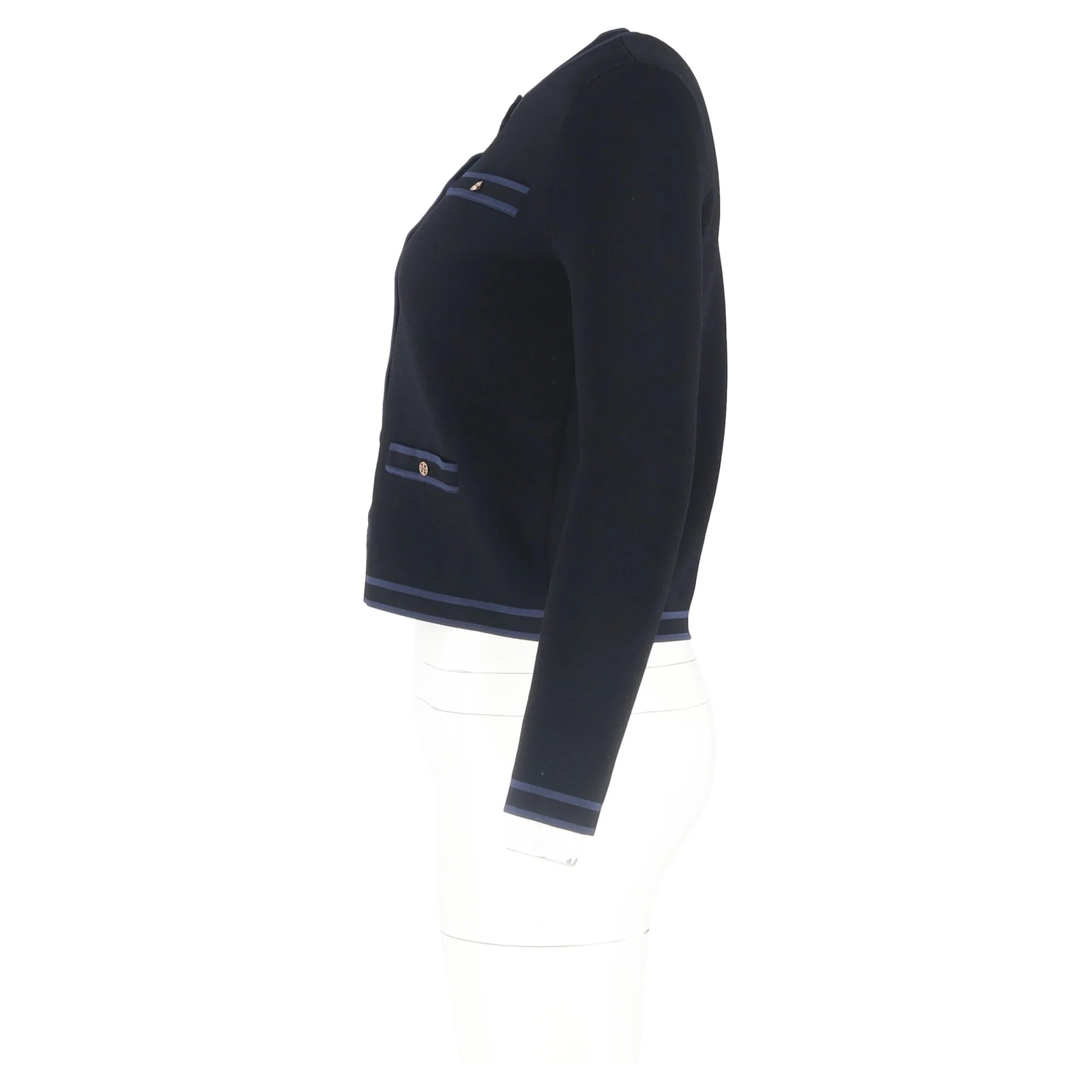 Women's Tory Burch Kendra Button-Down Logo Cardigan in Black Wool - Image 5