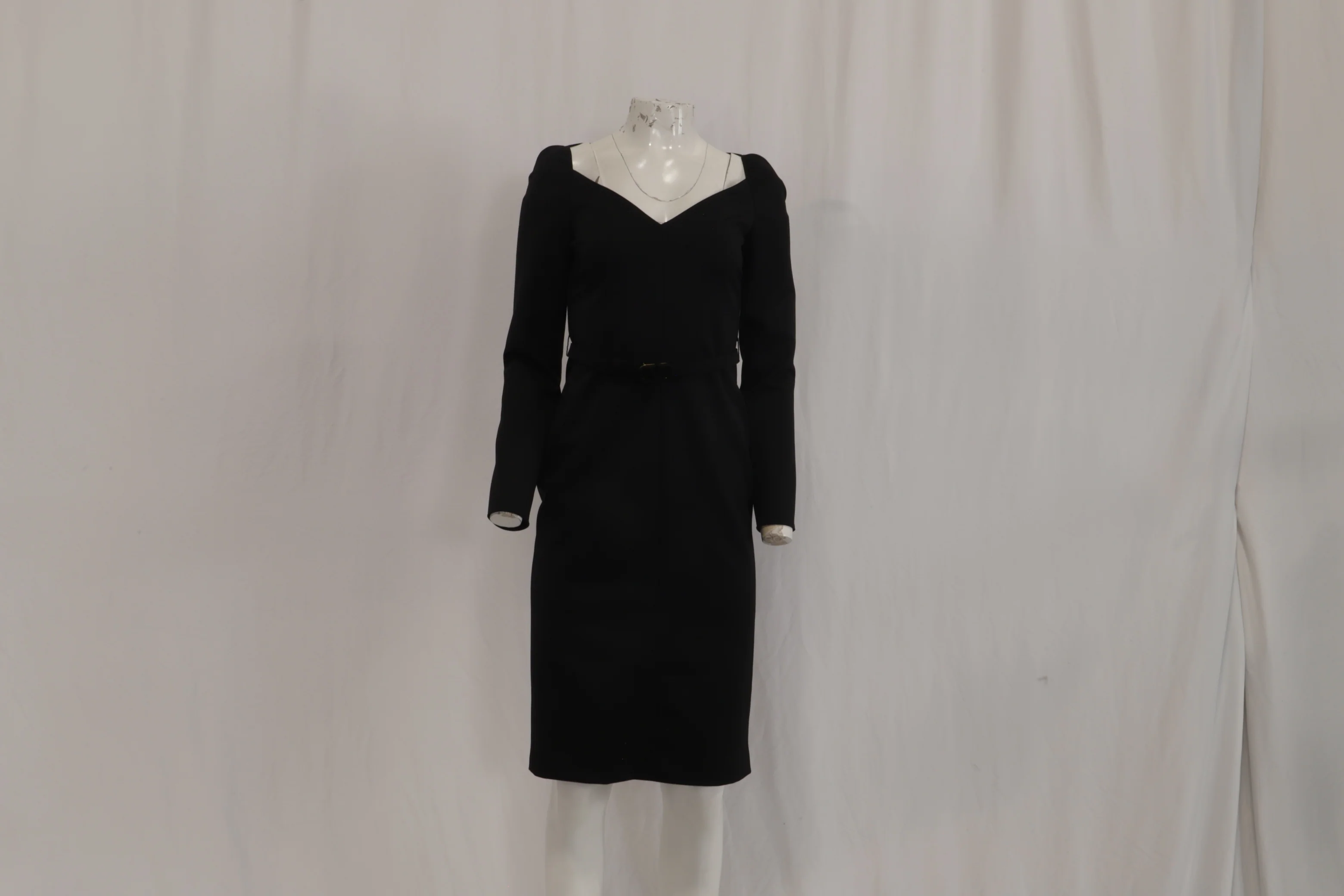 Women's Valentino Garavani Belted Midi Dress in Black Wool - Image 8