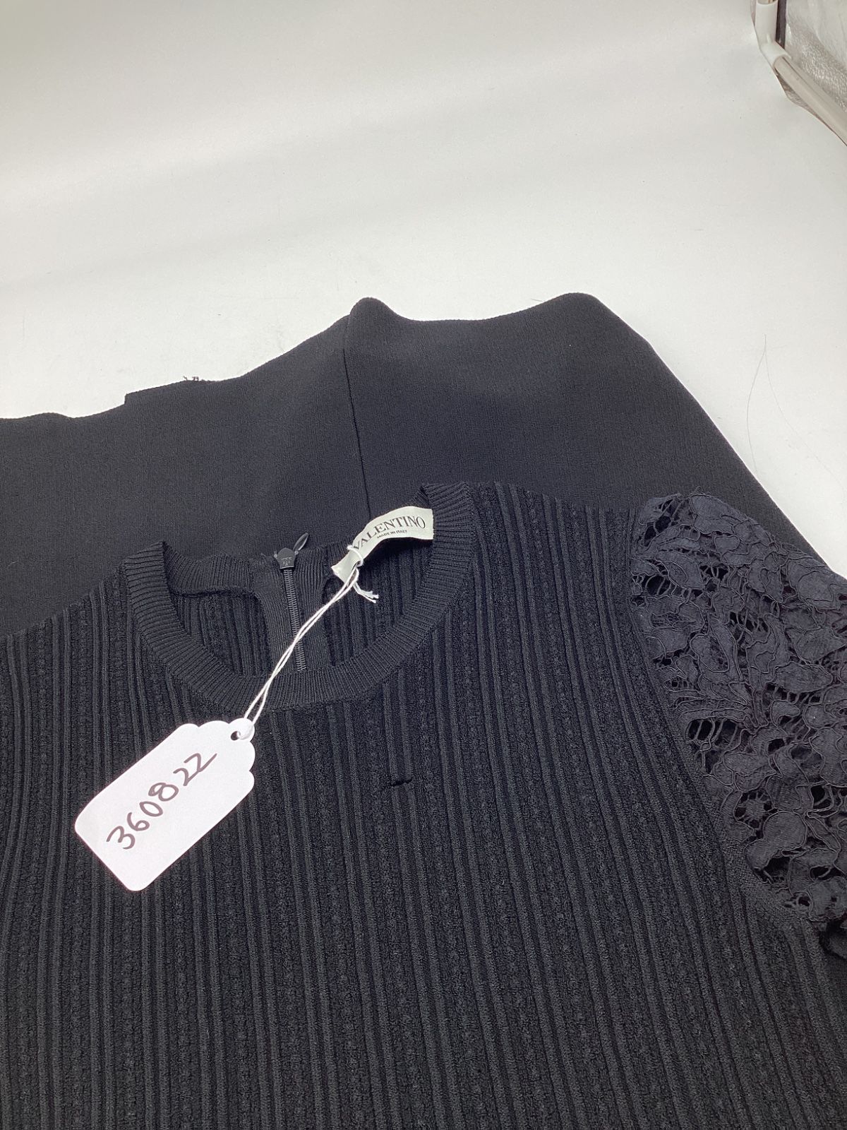 Women's Valentino Lace-Paneled Pleated Mini Dress in Black Viscose - Image 7