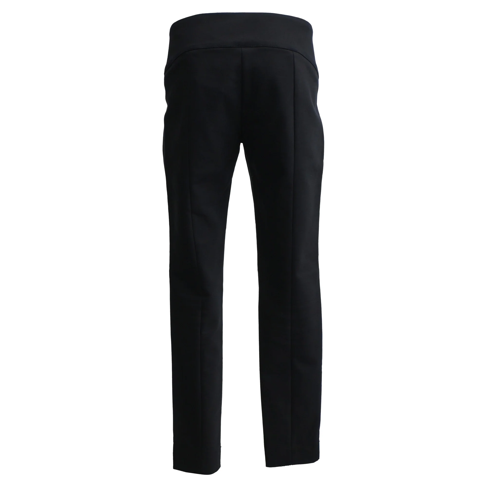 Women's Versace Side-Zipped Accent Slim-Fit Trousers in Black Cotton - Image 3