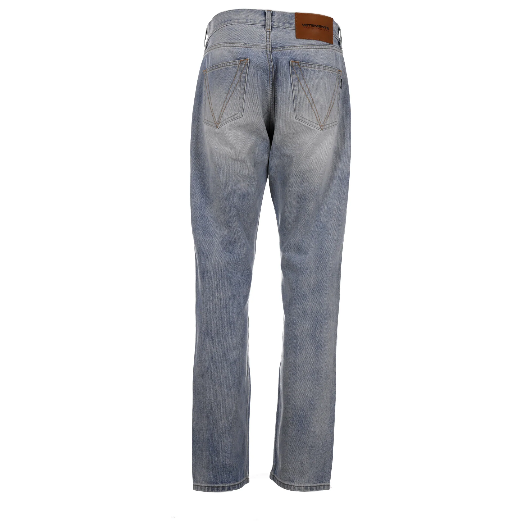 Men's Vetements Faded Straight-Leg Jeans in Light Blue Cotton Denim - Image 8