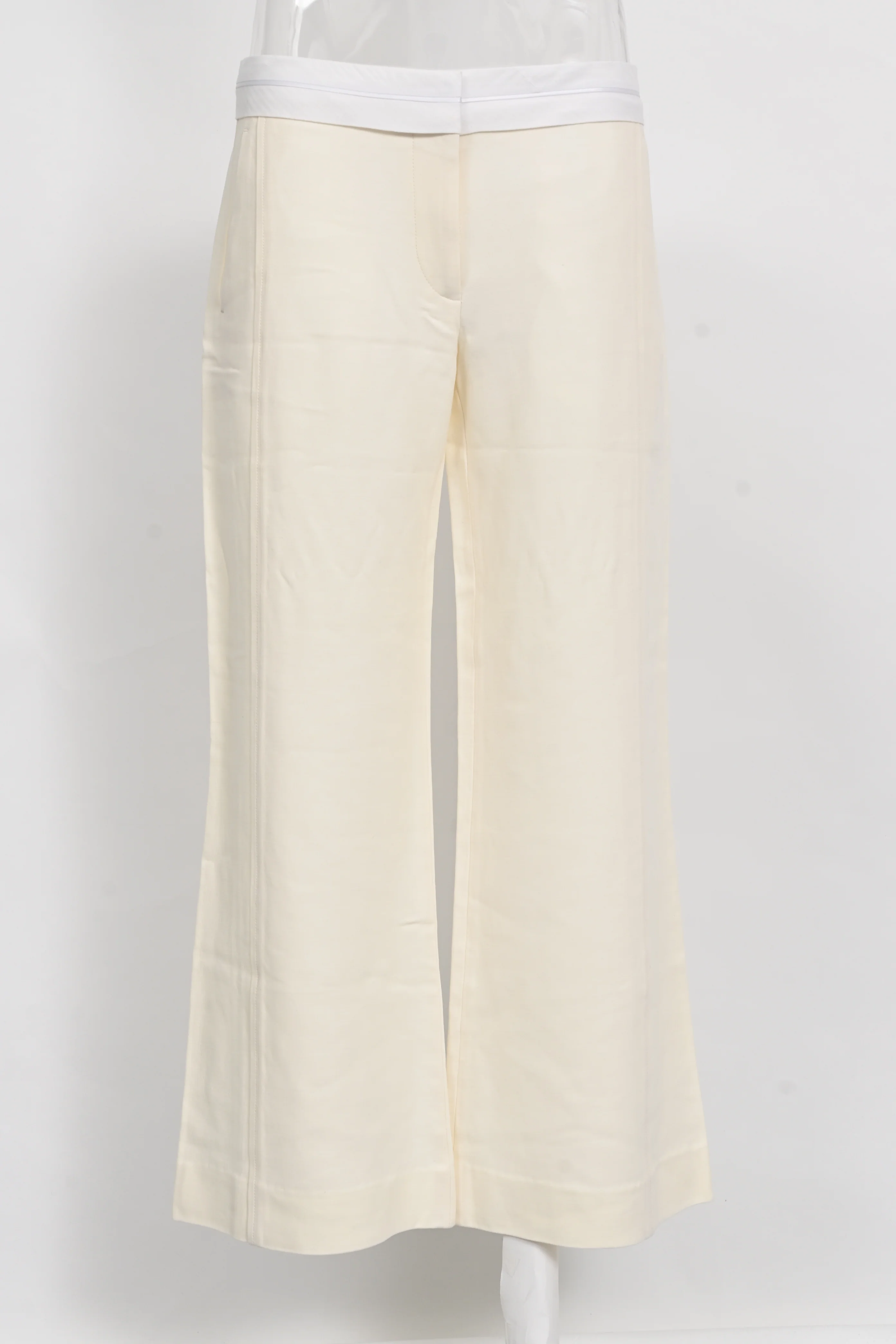 Women's Victoria Beckham Flared Pants in White Wool - Image 5