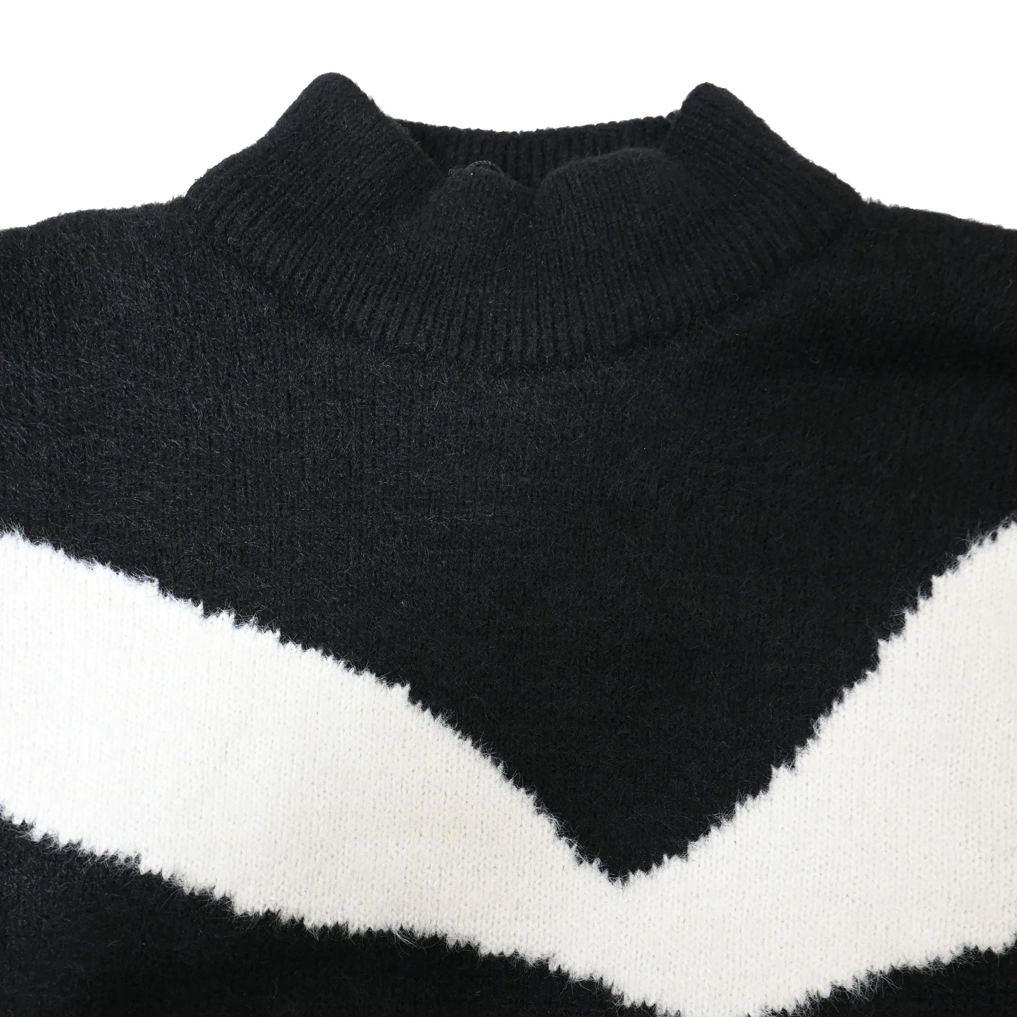 Women's  Victoria Beckham Intarsia-Knit Turtleneck Sweater in Black and White Polyamide - Image 4
