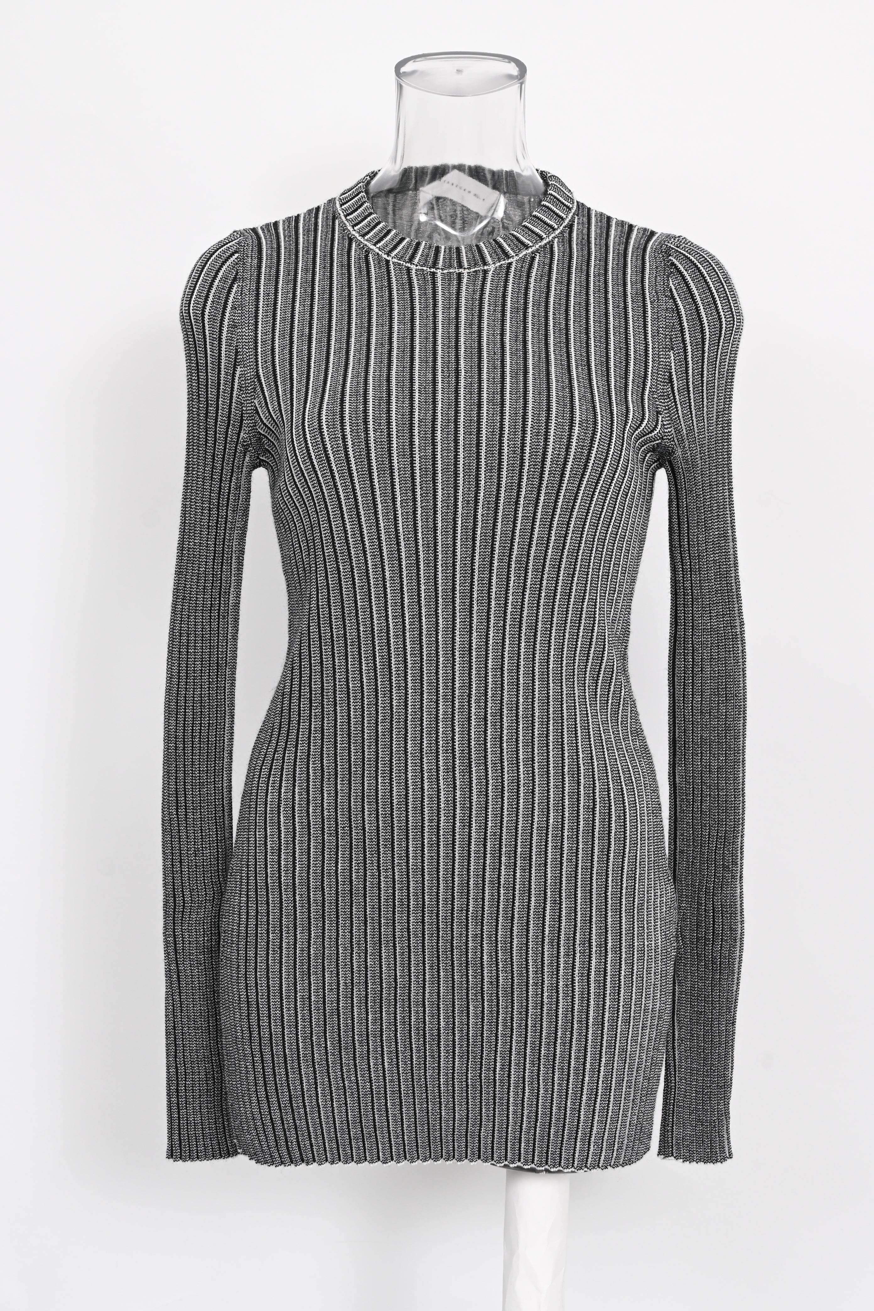 Women's Victoria Beckham Metallic Body-Con Rib Mini Dress in Grey Acetate - Image 2
