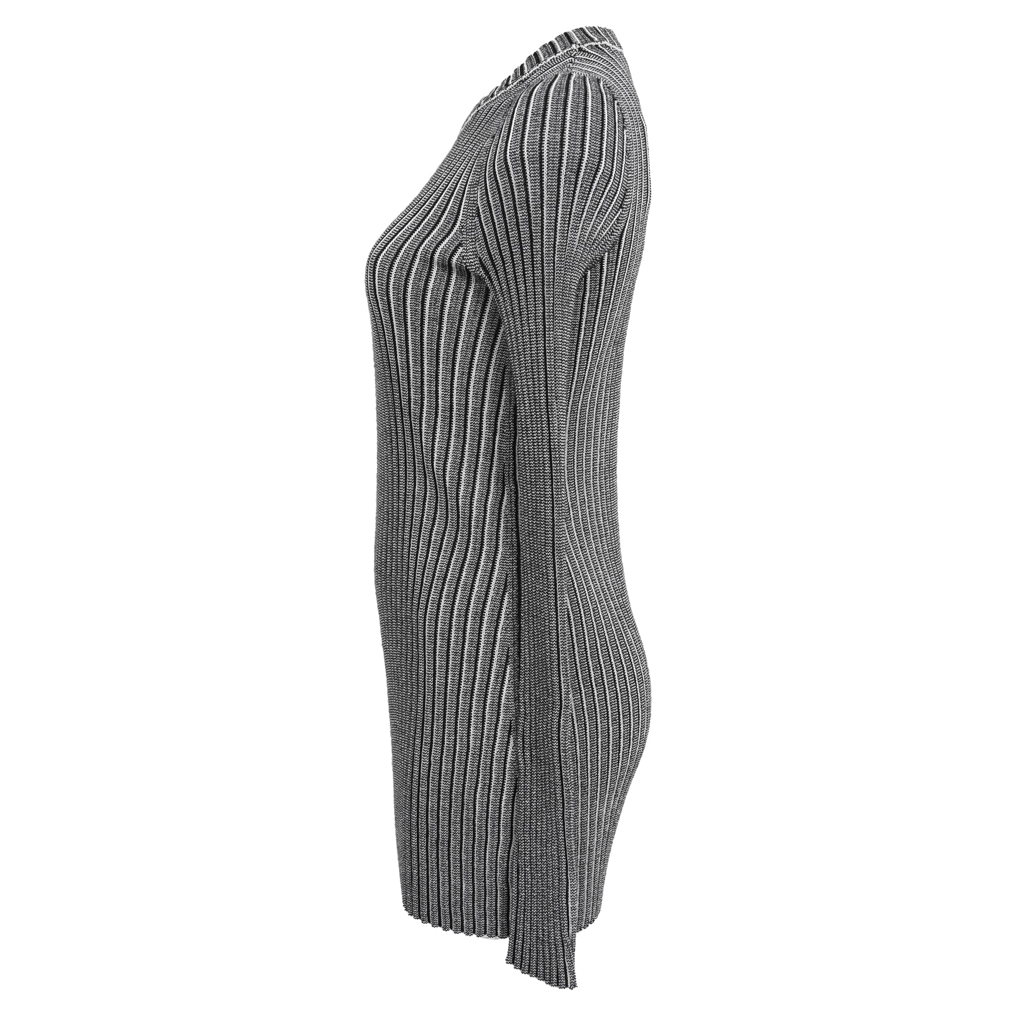 Women's Victoria Beckham Metallic Body-Con Rib Mini Dress in Grey Acetate - Image 4