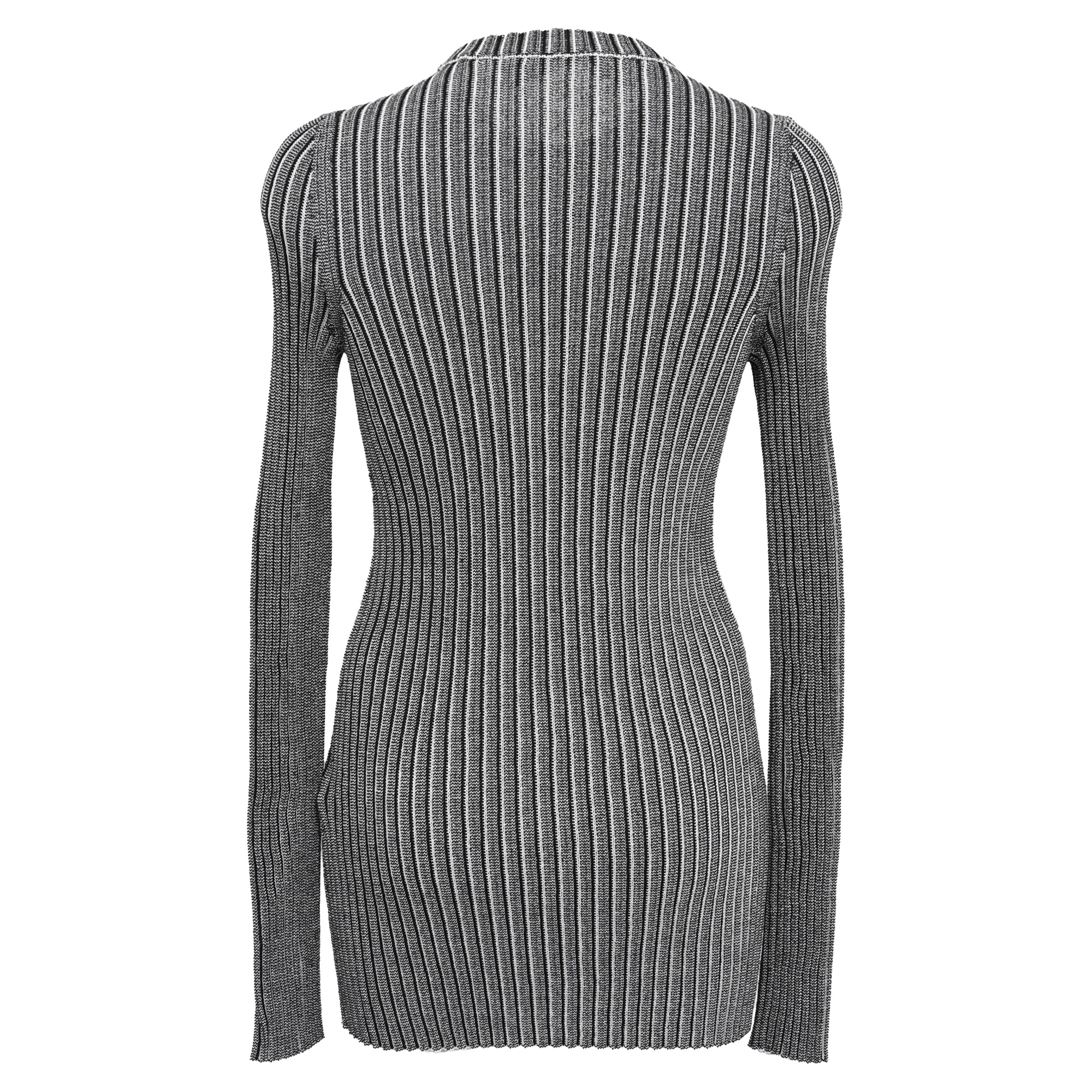 Women's Victoria Beckham Metallic Body-Con Rib Mini Dress in Grey Acetate - Image 5