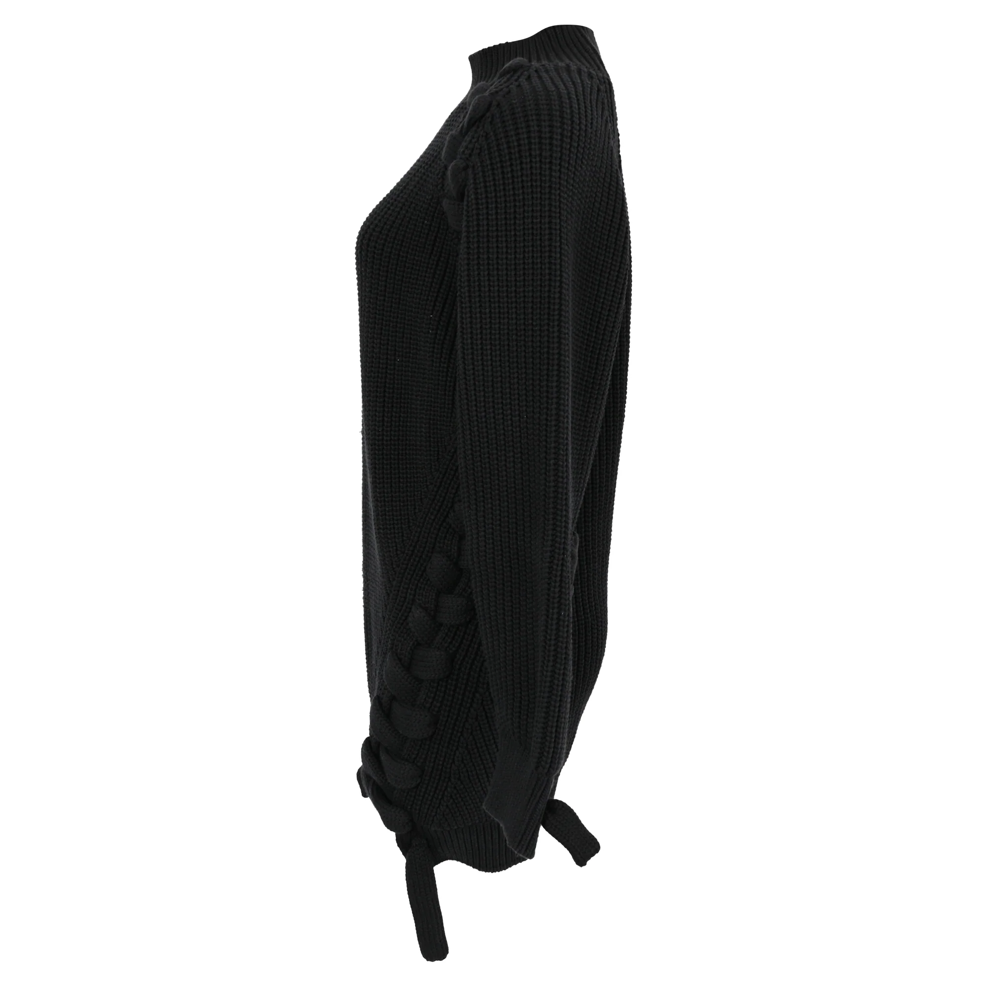 Women's Victoria Beckham Oversized Chunky Knit Sweater in Black Cotton - Image 2