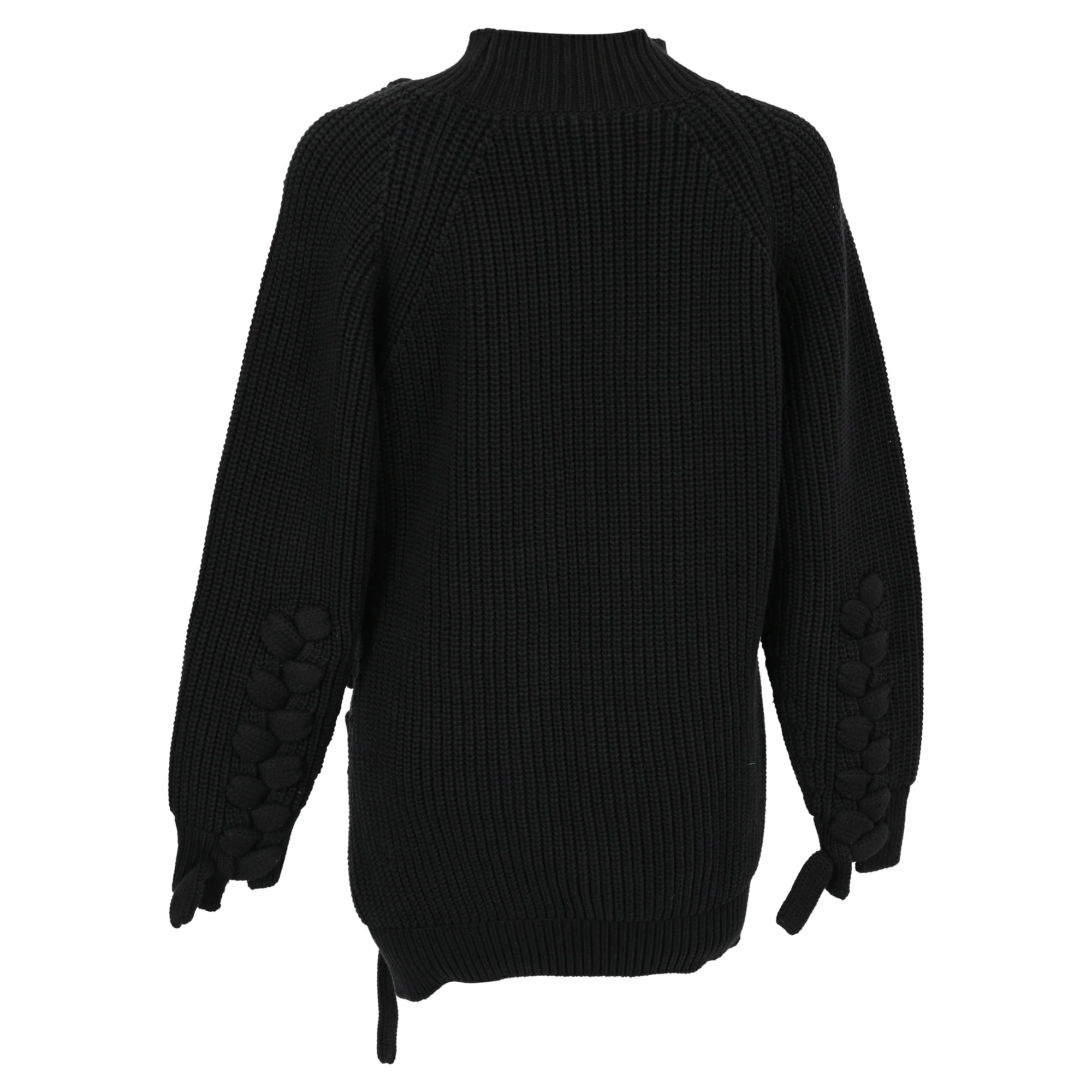Women's Victoria Beckham Oversized Chunky Knit Sweater in Black Cotton - Image 3