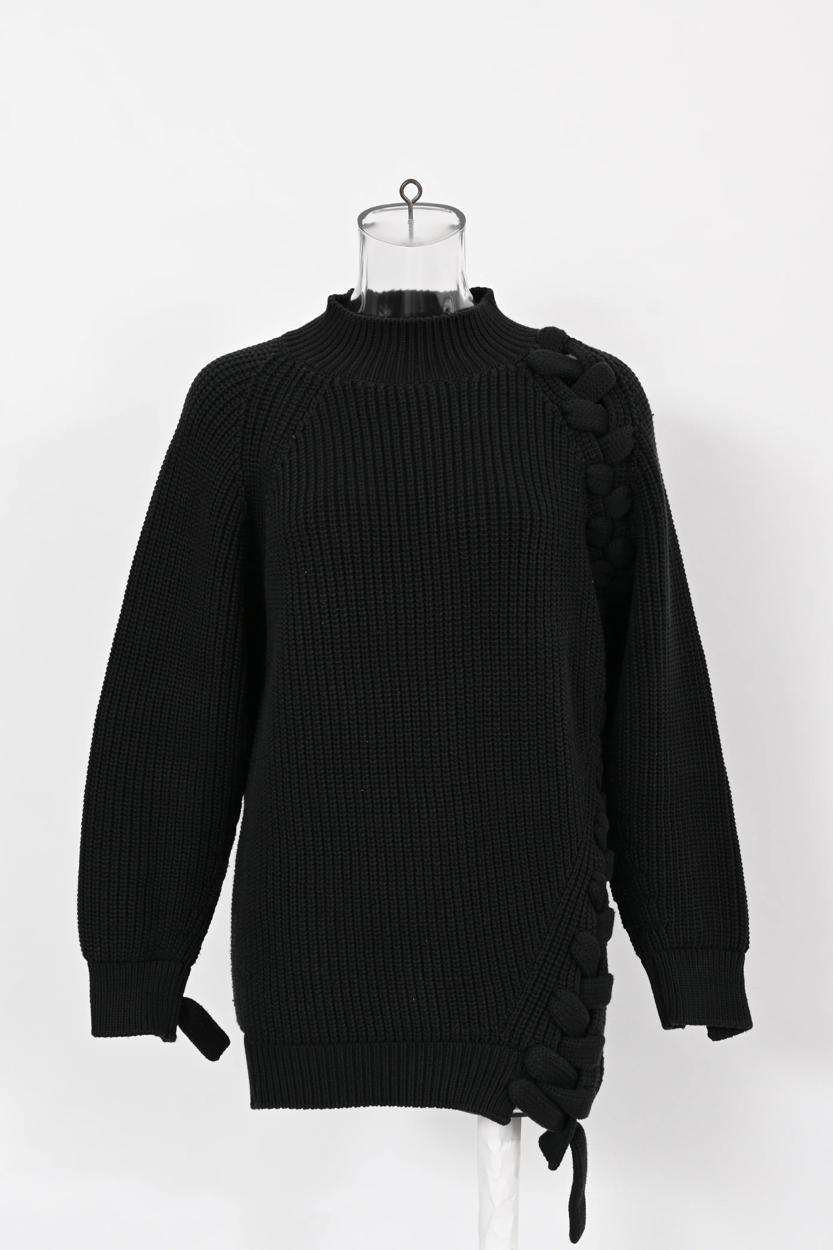 Women's Victoria Beckham Oversized Chunky Knit Sweater in Black Cotton - Image 6