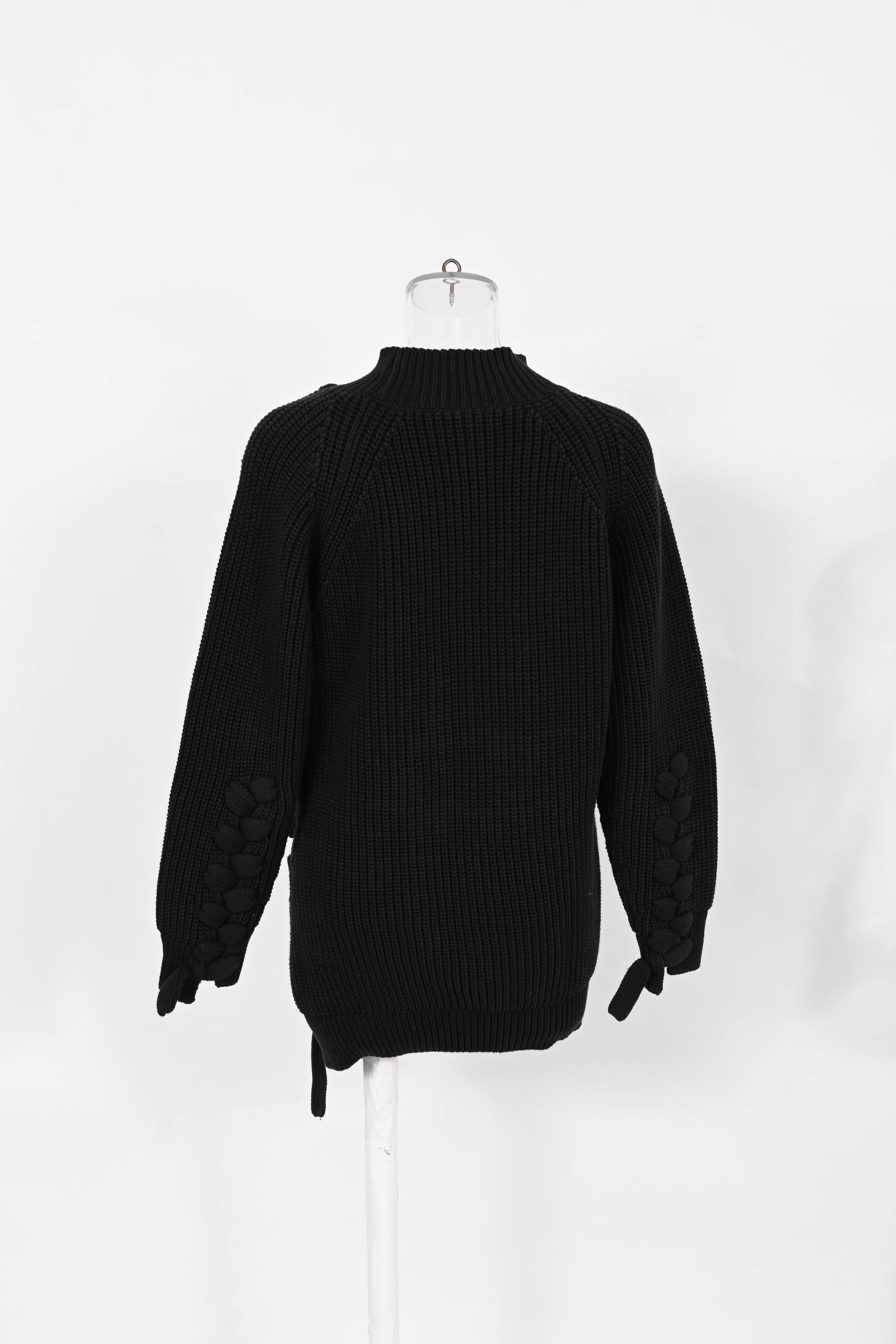 Women's Victoria Beckham Oversized Chunky Knit Sweater in Black Cotton - Image 8