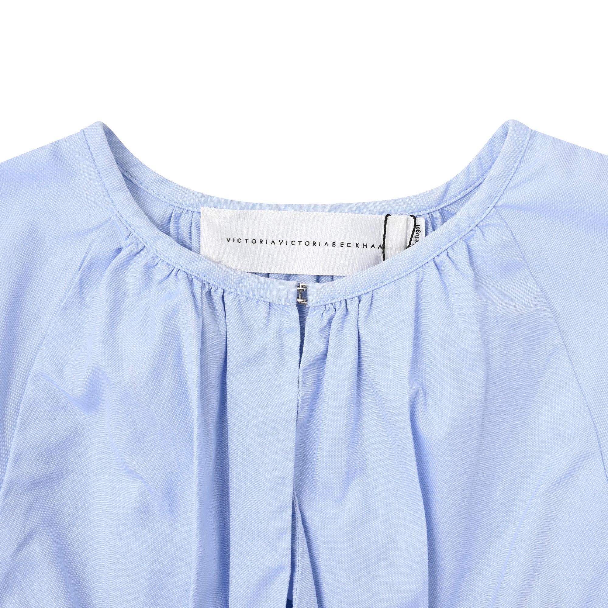 Women's Victoria Beckham Short Sleeve Blouse in Light Blue Cotton - Image 8