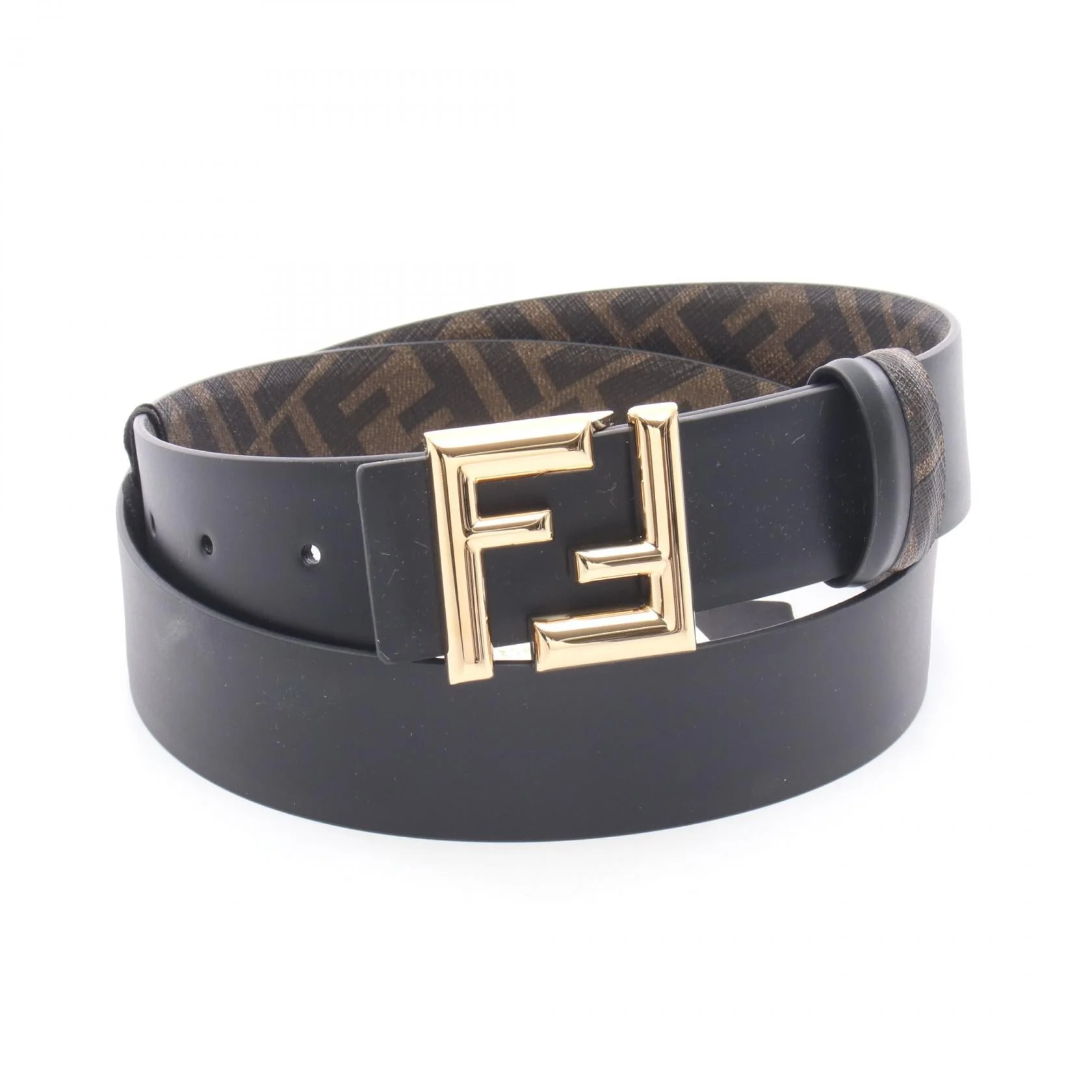 Fendi Round FF Reversible Leather PVC Belt