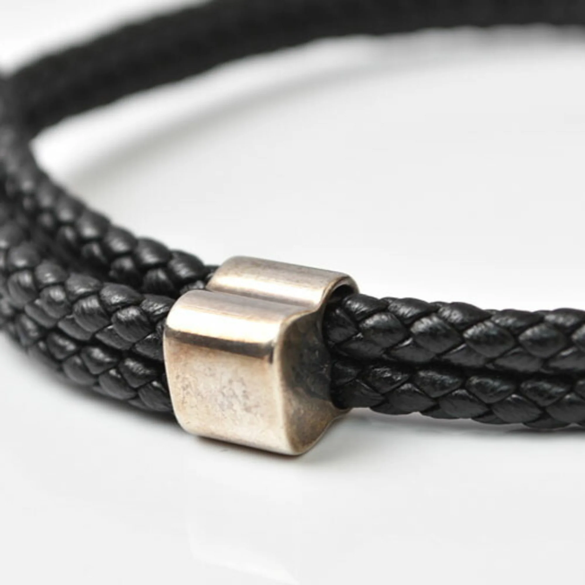 Charm Bracelet Leather and Sterling Silver Black - Image 4