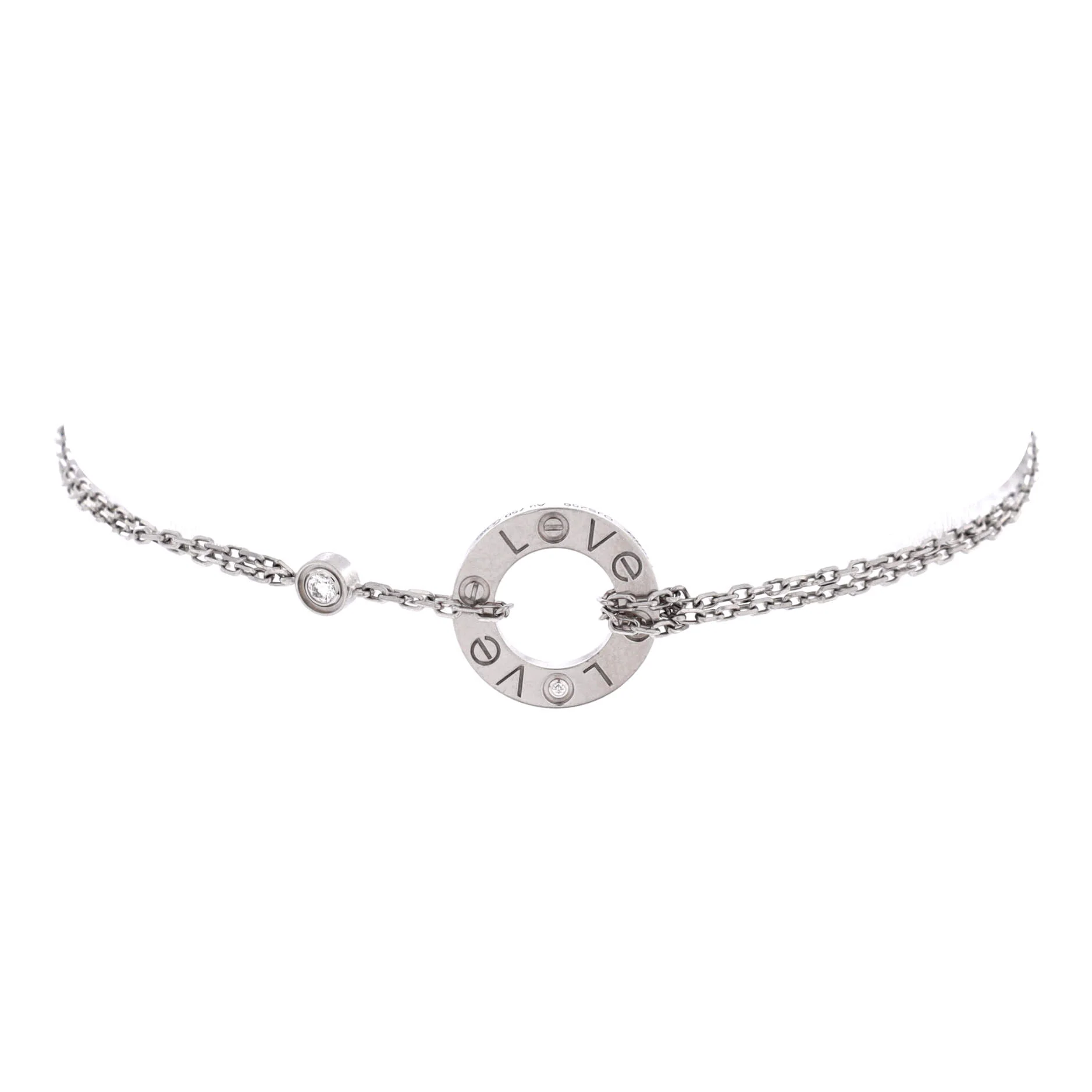 2 Diamonds Love Bracelet 18K White Gold with Diamonds
