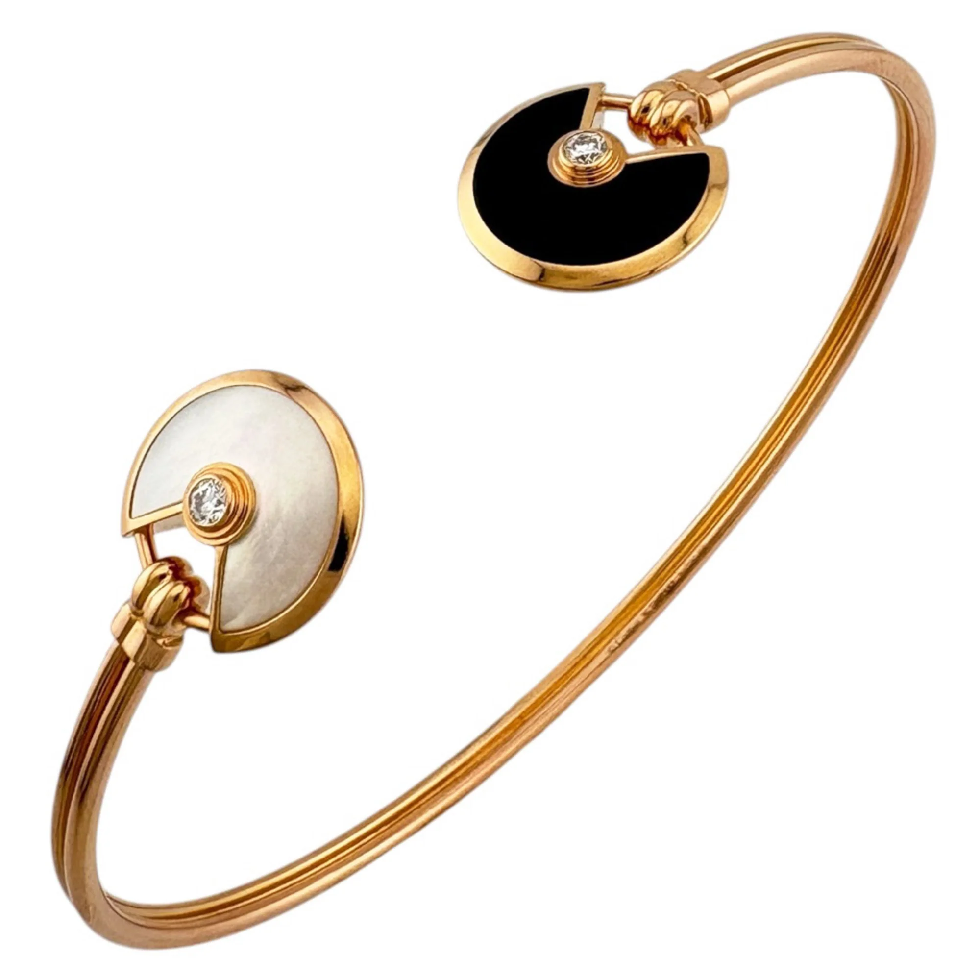 Amulet Bangle 18K Rose Gold with Onyx and Mother of Pearl Bracelet