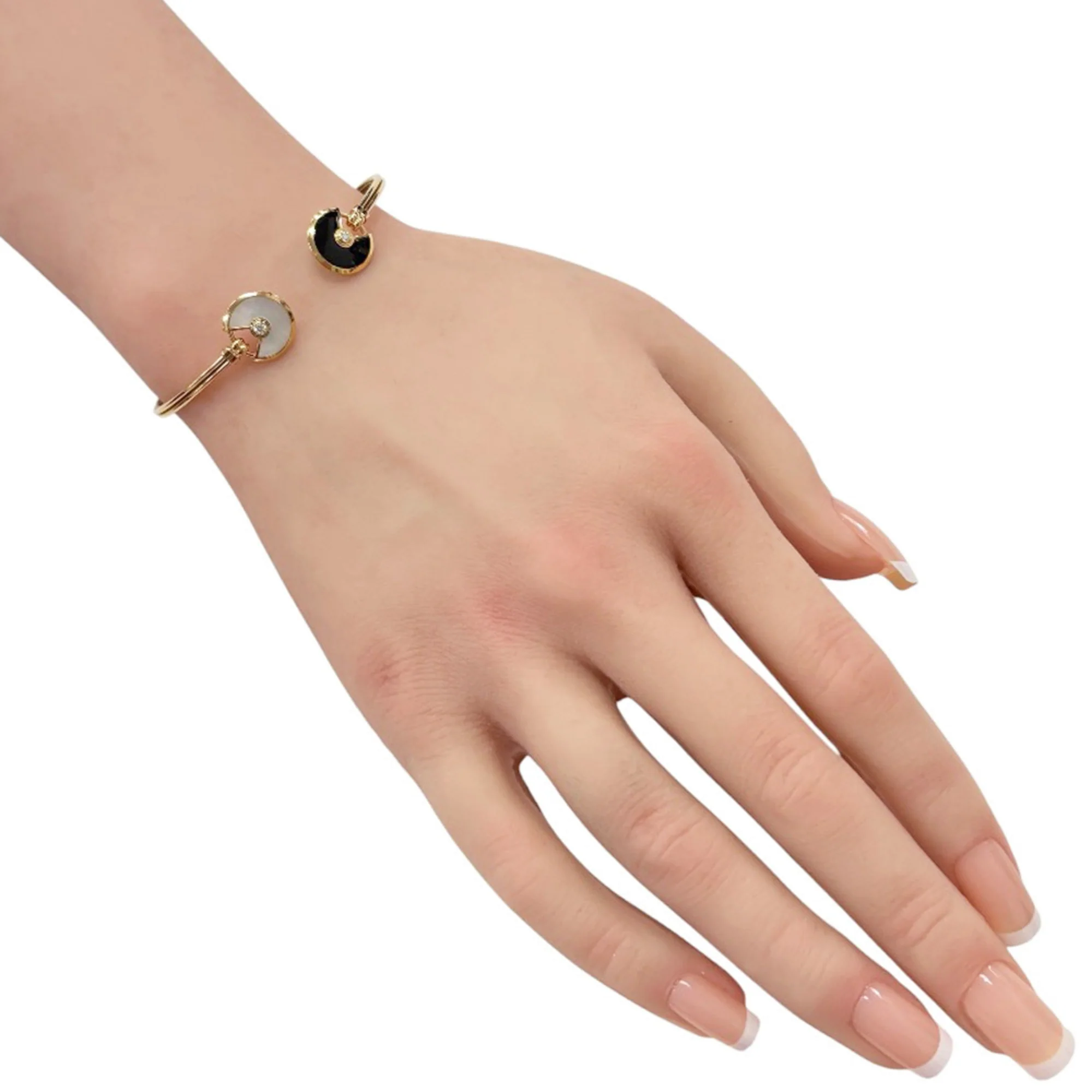 Amulet Bangle 18K Rose Gold with Onyx and Mother of Pearl Bracelet - Image 2