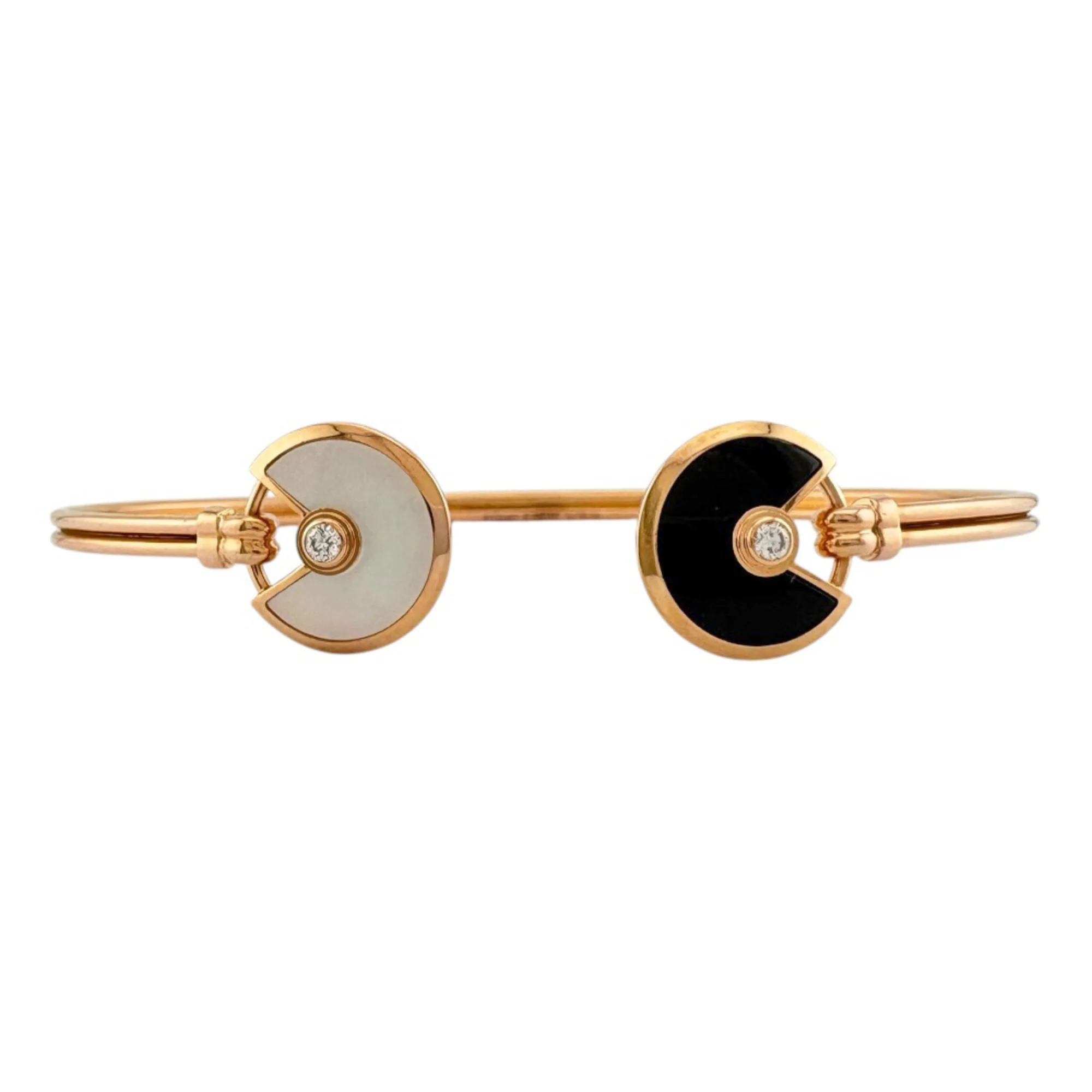 Amulet Bangle 18K Rose Gold with Onyx and Mother of Pearl Bracelet - Image 3