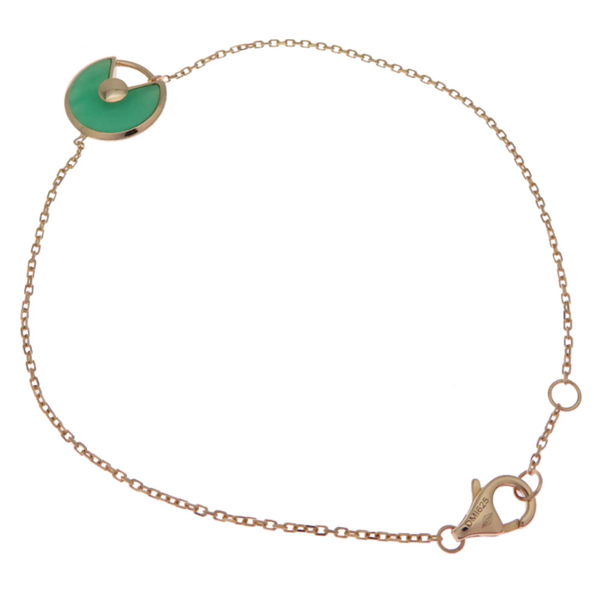 Bracelet 18K Yellow Gold with Chrysoprase and Diamond - Image 2
