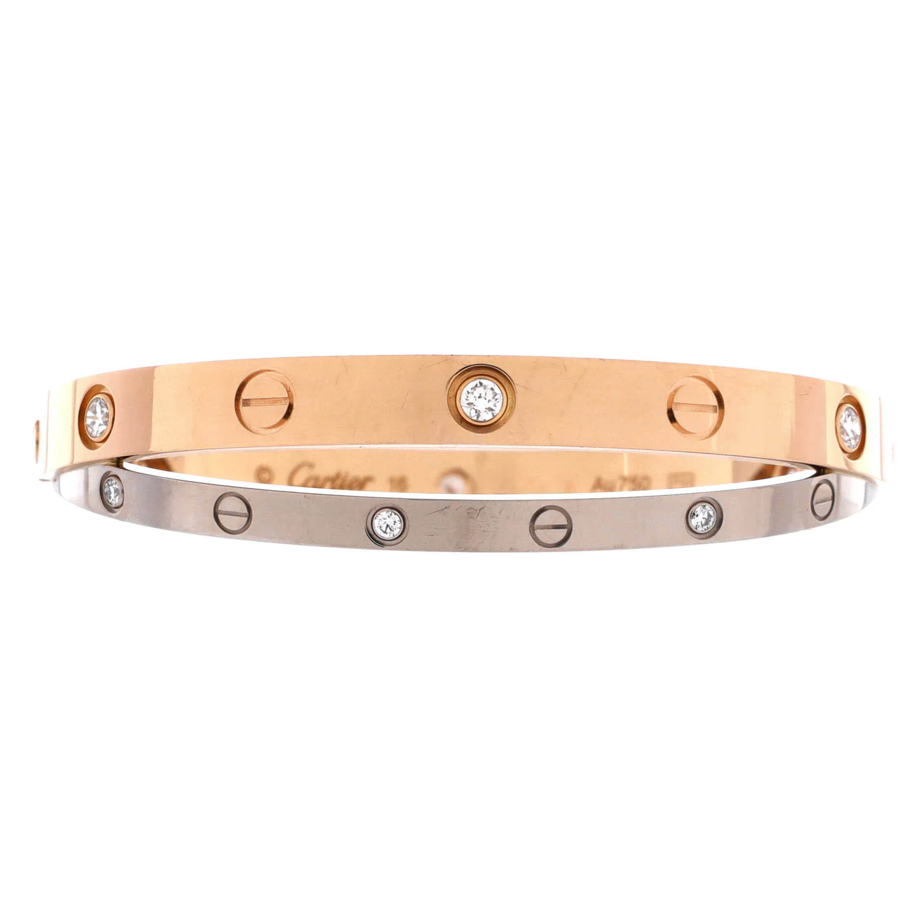 Double Love Bracelet 18K Rose Gold with 18K White Gold with Diamonds 17