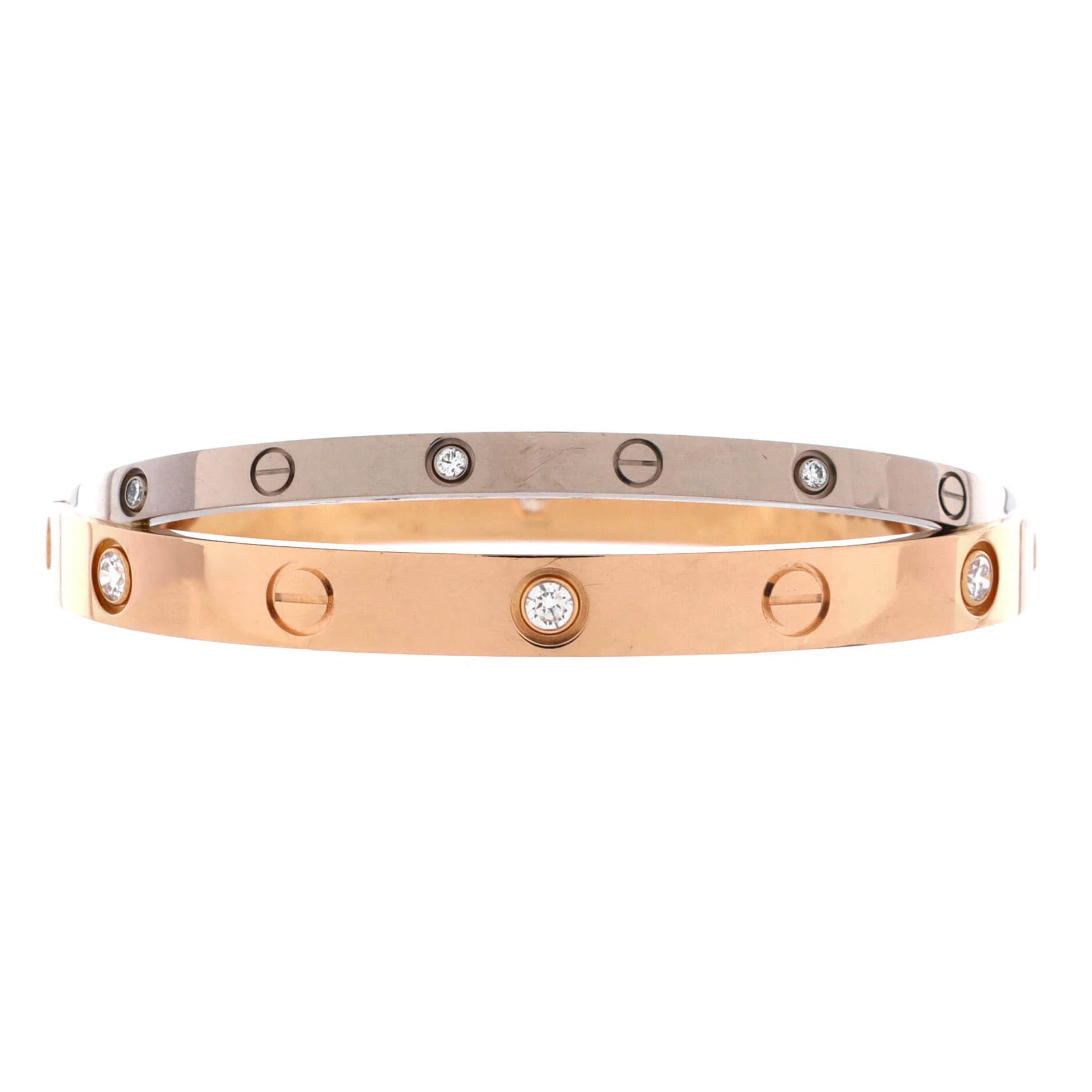 Double Love Bracelet 18K Rose Gold with 18K White Gold with Diamonds 17 - Image 3