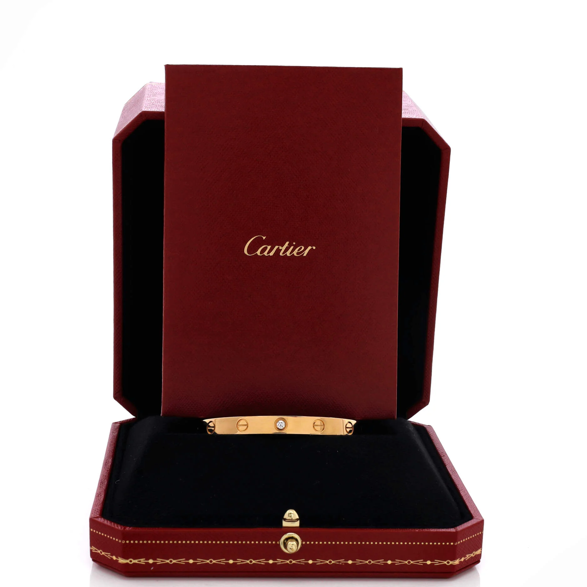 Love 1 Diamond Cuff Bracelet 18K Yellow Gold with Diamond - Image 2
