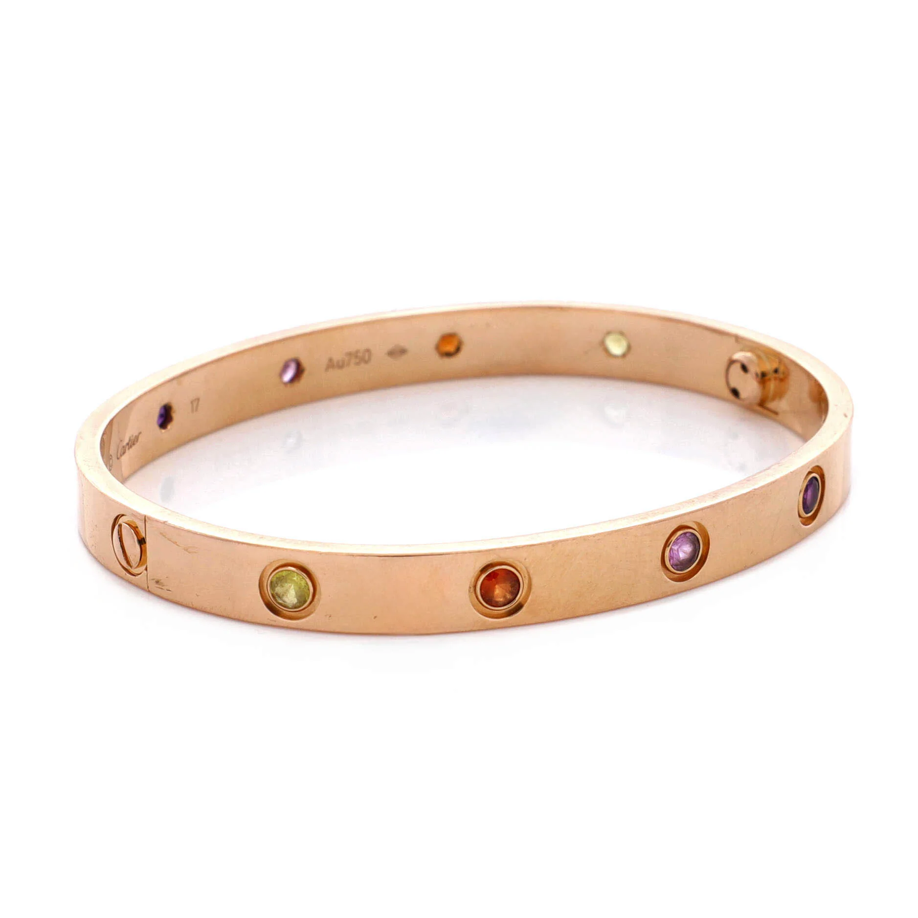 Love 10 Stone Bracelet 18K Rose Gold with Garnet, Amethyst and Sapphire 17 - Image 3