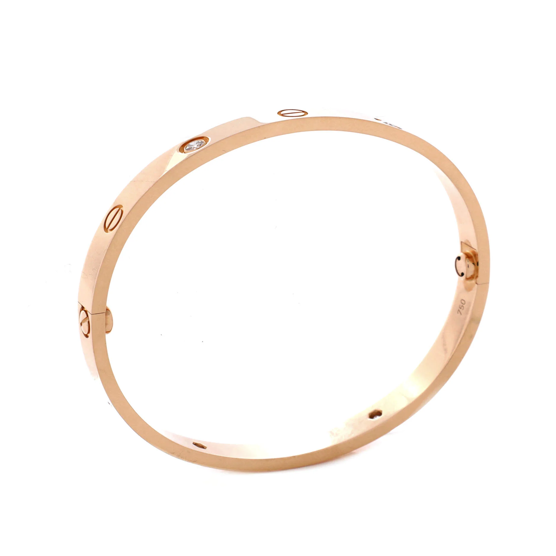 Love 4 Diamond Bracelet 18K Rose Gold with Diamonds 18 - Image 3