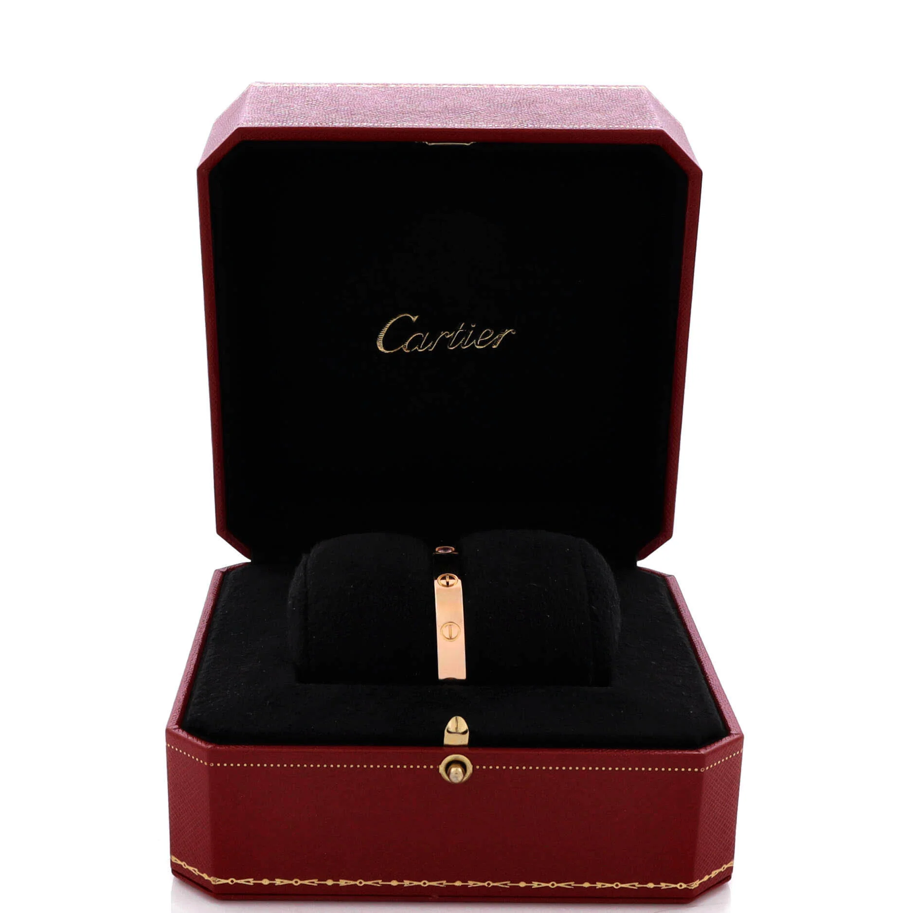 Love Cuff Bracelet 18K Rose Gold with Pink Sapphire - Image 2