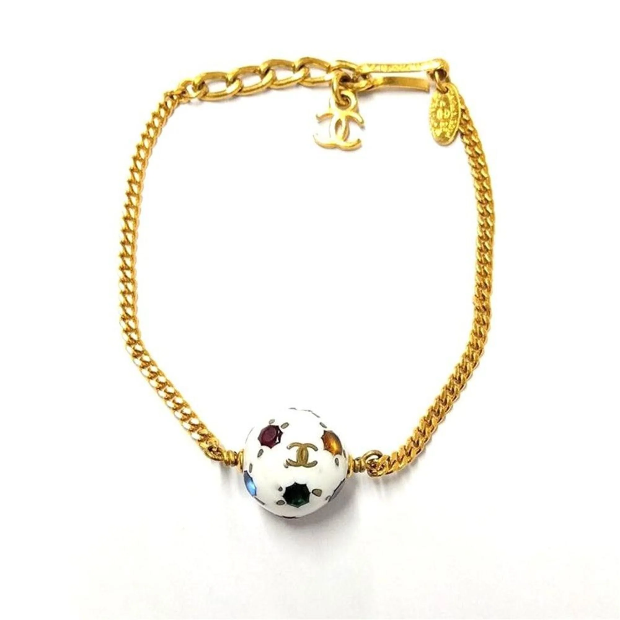 CC Logo Ball Bracelet Gold-Tone Metal