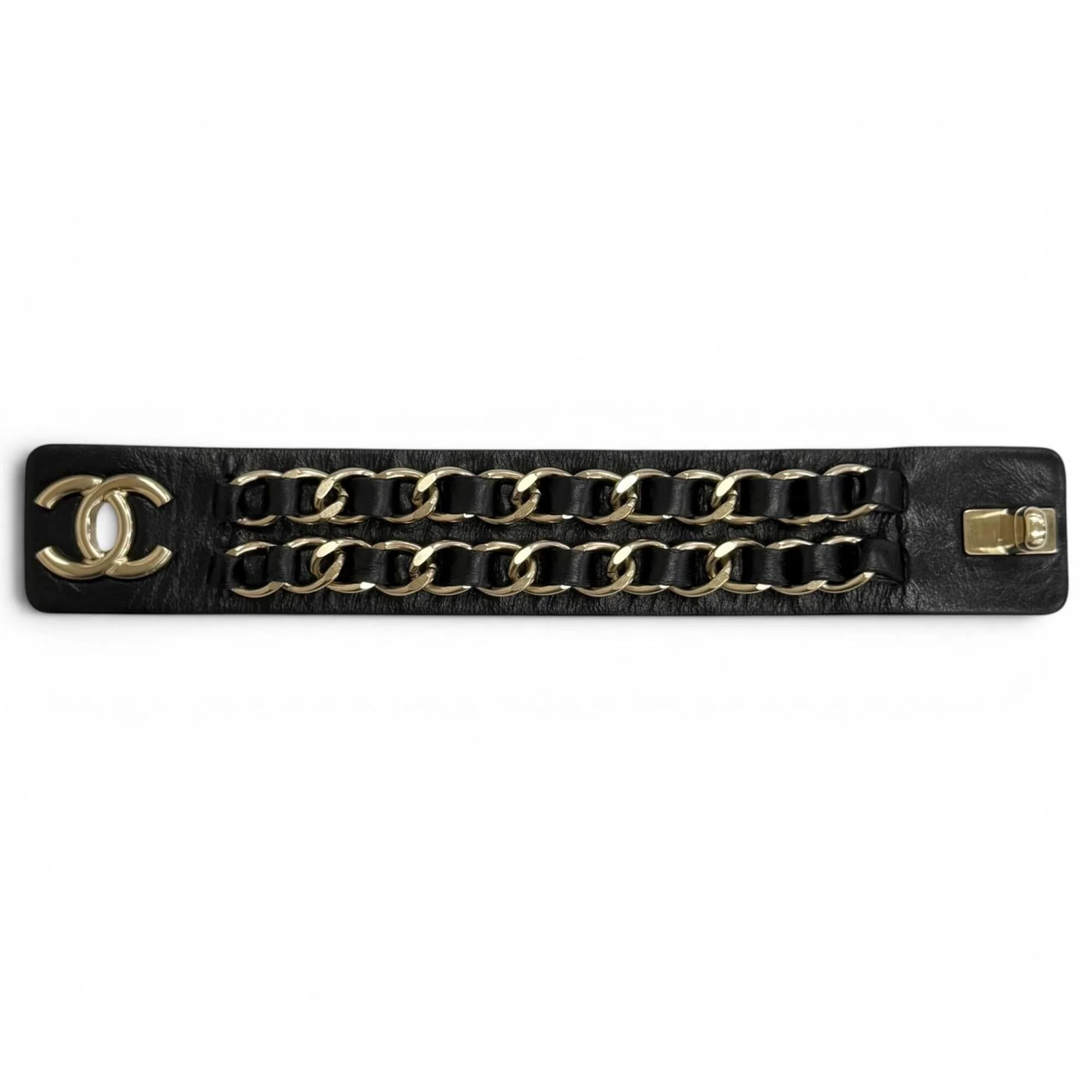 CC Logo Turnlock Chain Bracelet Gold-Tone Metal - Image 5