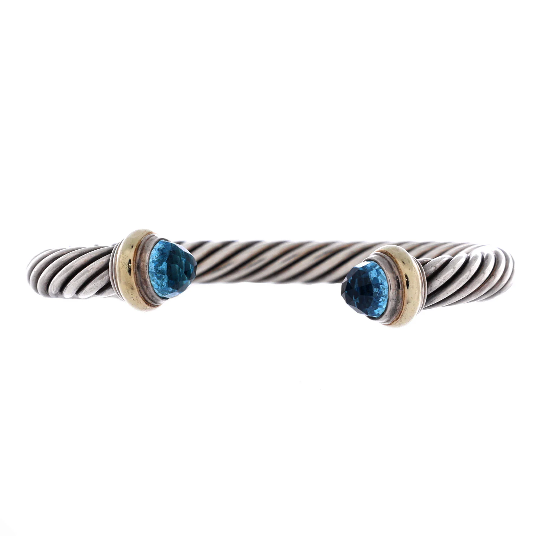 Cable Classic Bracelet Sterling Silver with 14K Yellow Gold and Topaz 7mm