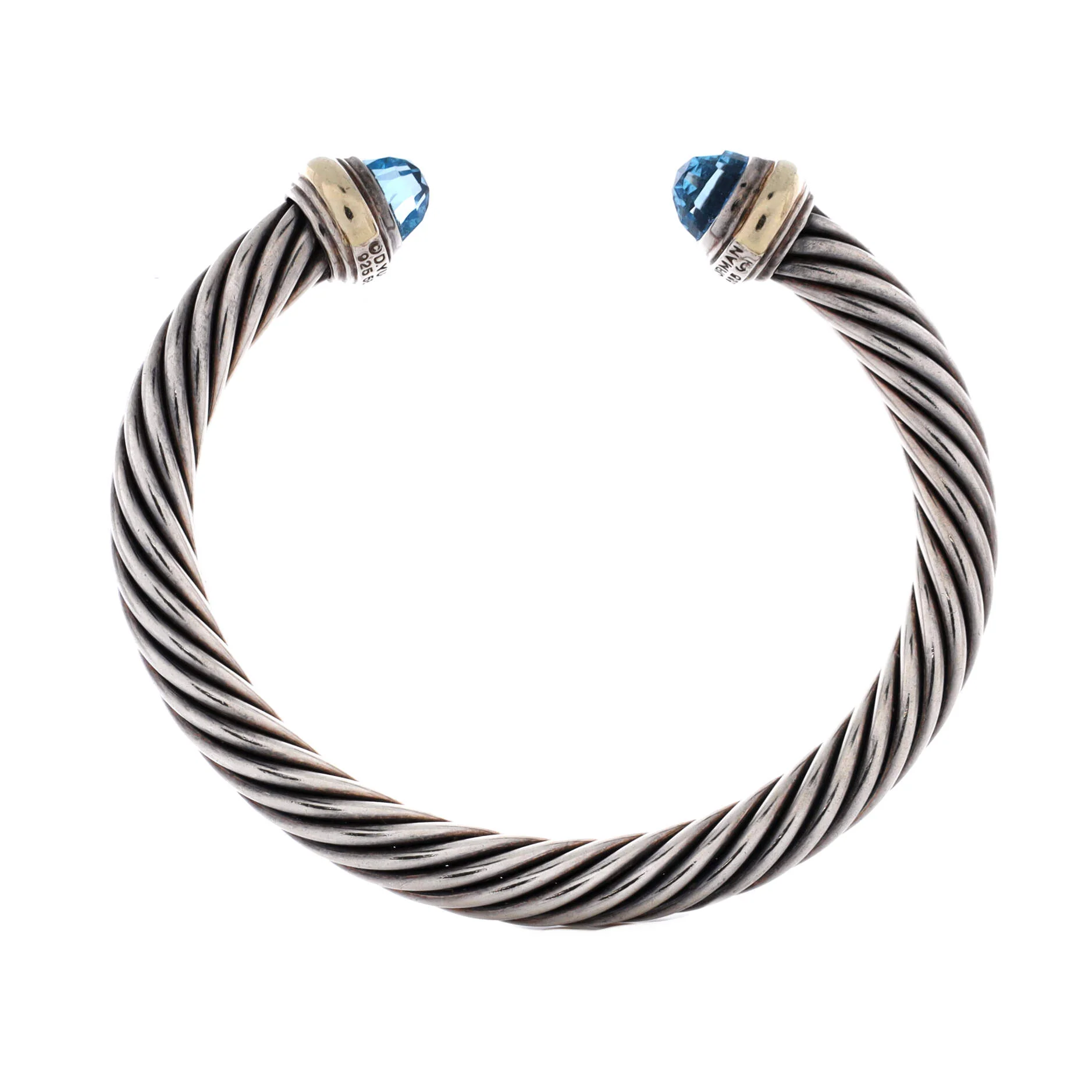 Cable Classic Bracelet Sterling Silver with 14K Yellow Gold and Topaz 7mm - Image 2