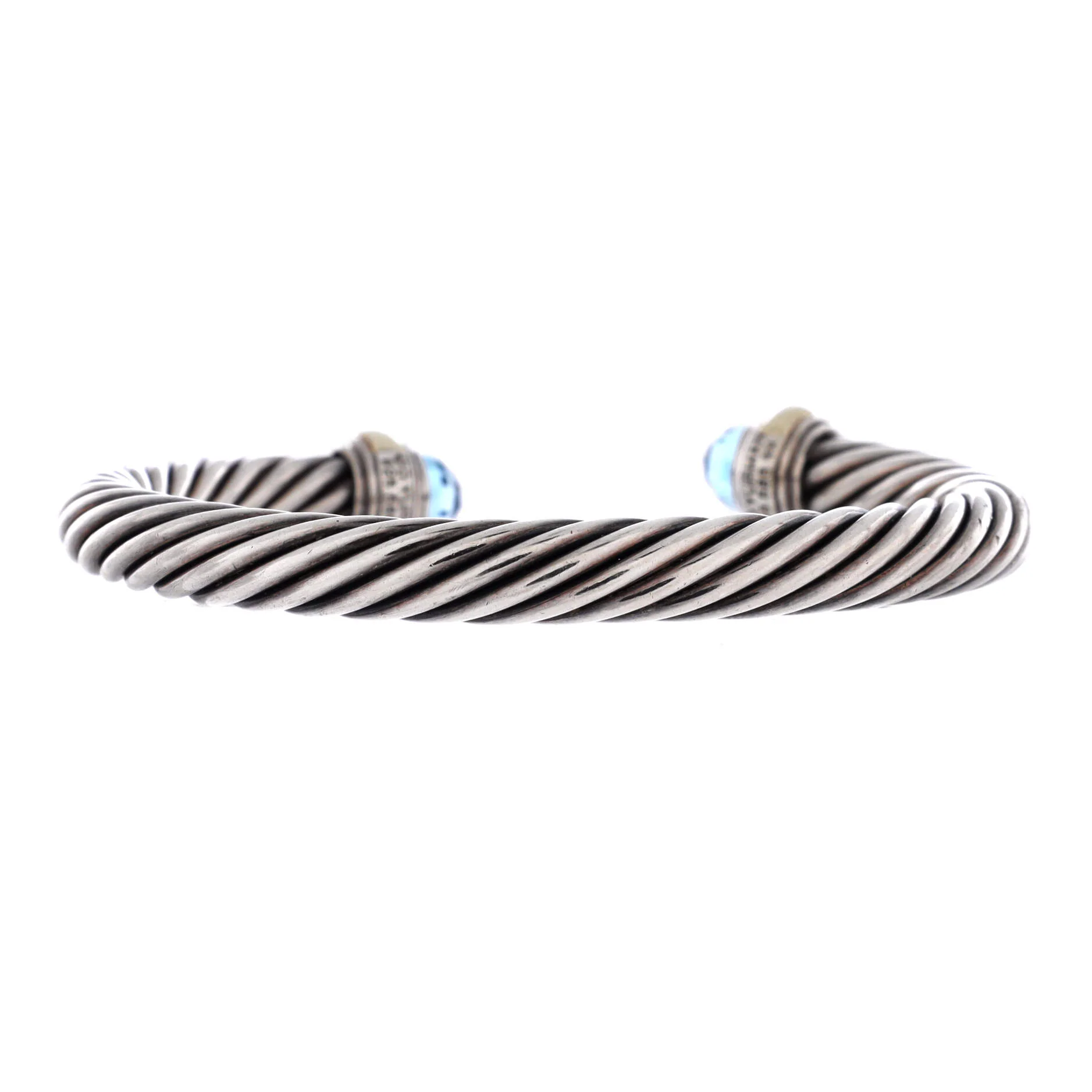 Cable Classic Bracelet Sterling Silver with 14K Yellow Gold and Topaz 7mm - Image 3