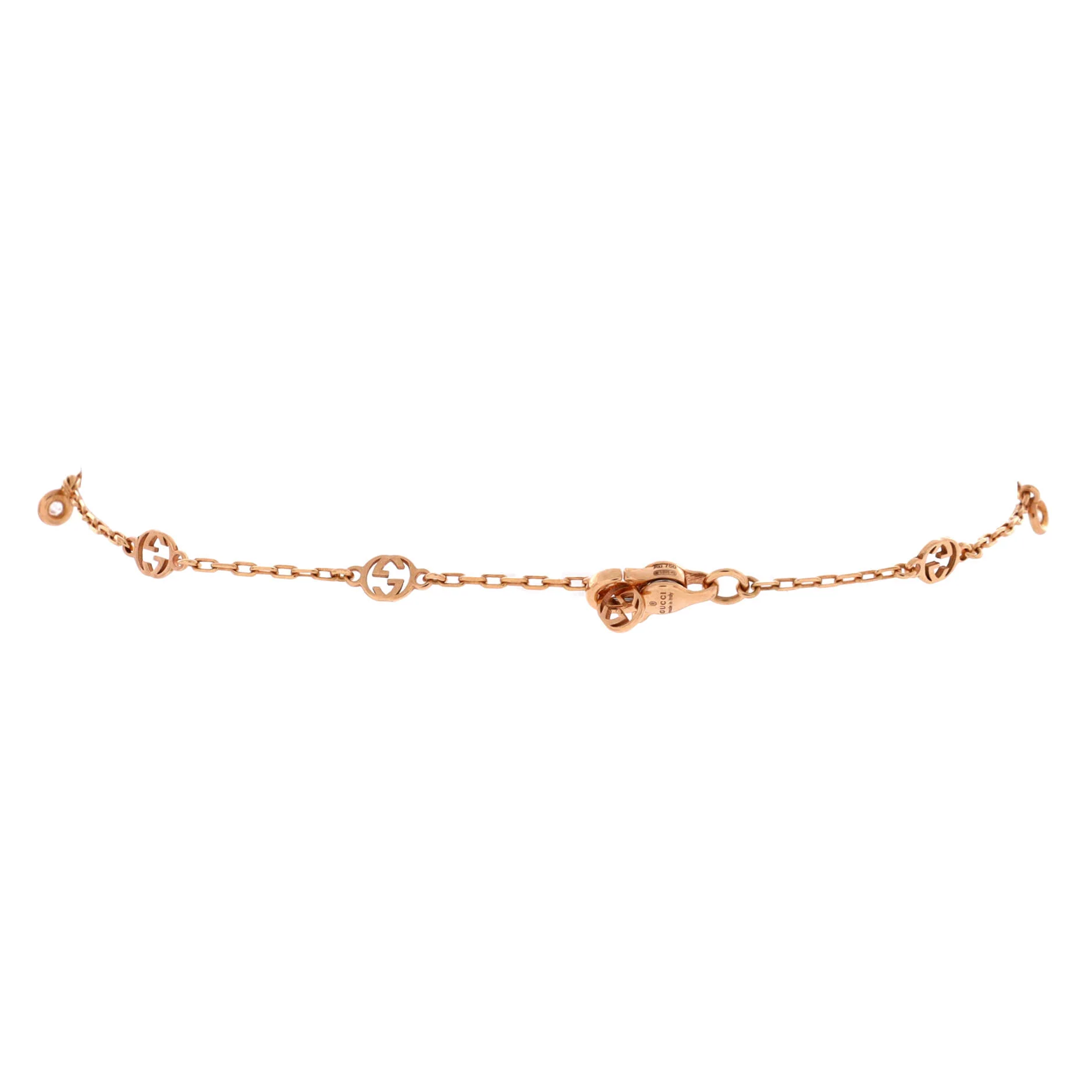 Interlocking G Chain Bracelet 18K Rose Gold with Diamonds - Image 3