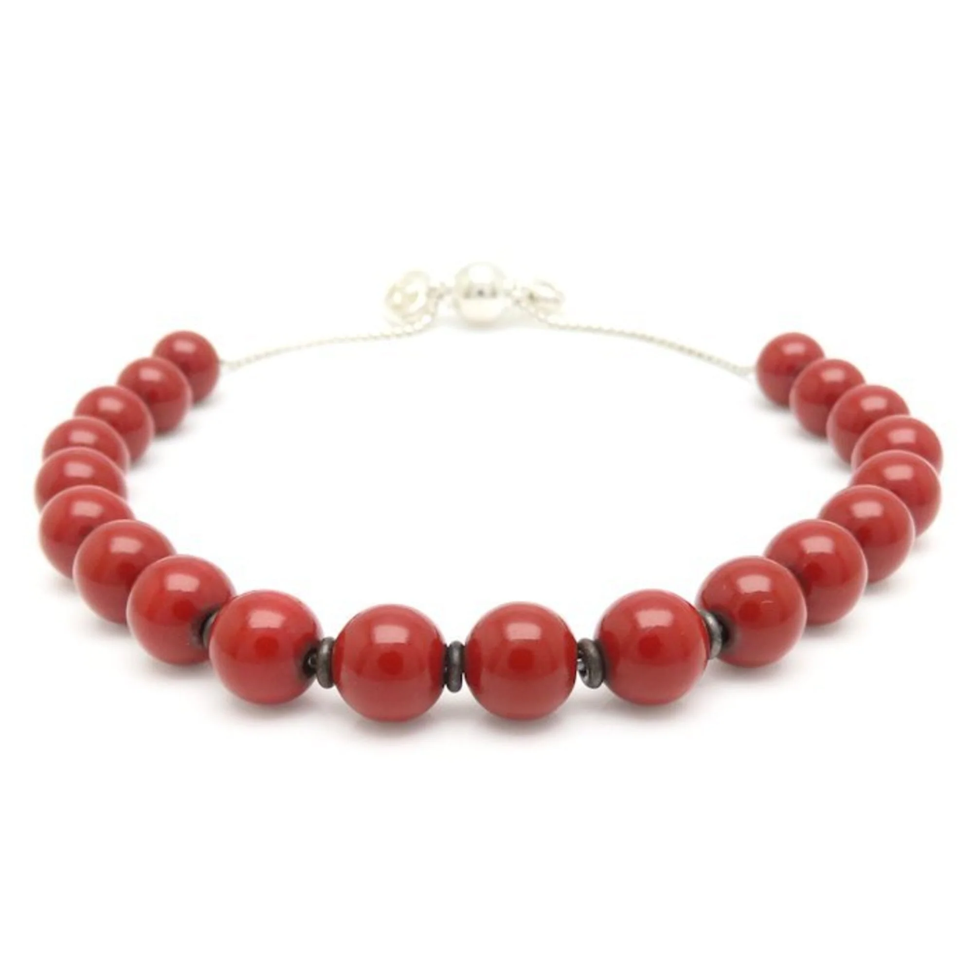 Interlocking Heart Wood Bead Bracelet Sterling Silver - Image 2