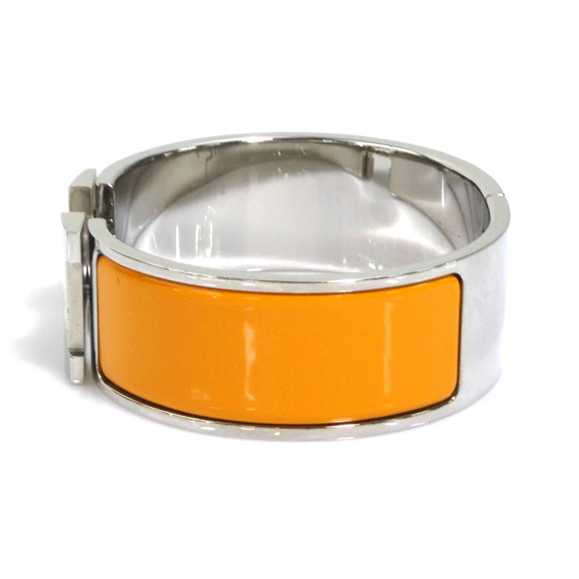 Bangle Bracelet Enamel and Metal Silver Yellow - Image 2