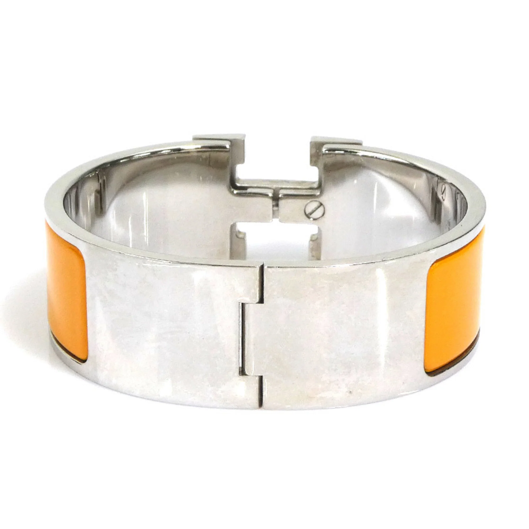 Bangle Bracelet Enamel and Metal Silver Yellow - Image 3