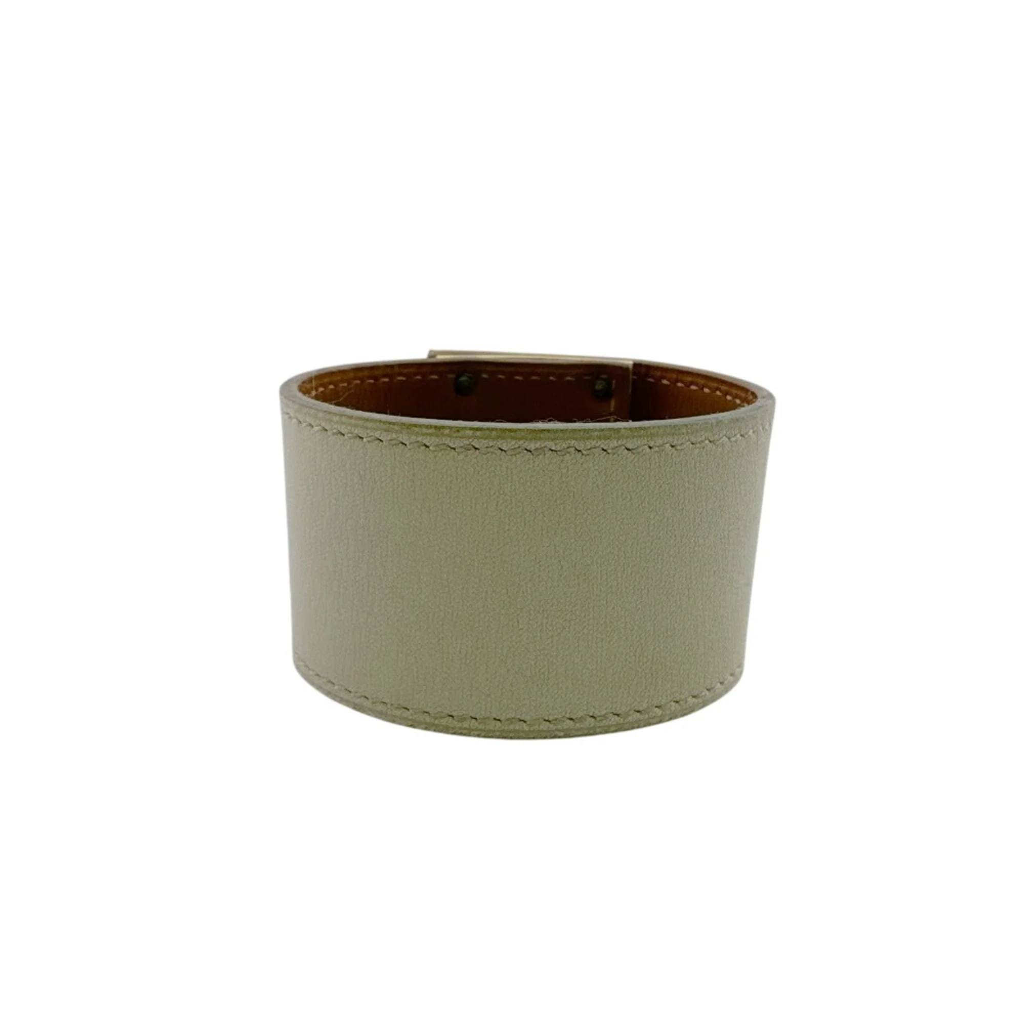 Bangle Leather and Metal Ivory Bracelet - Image 4