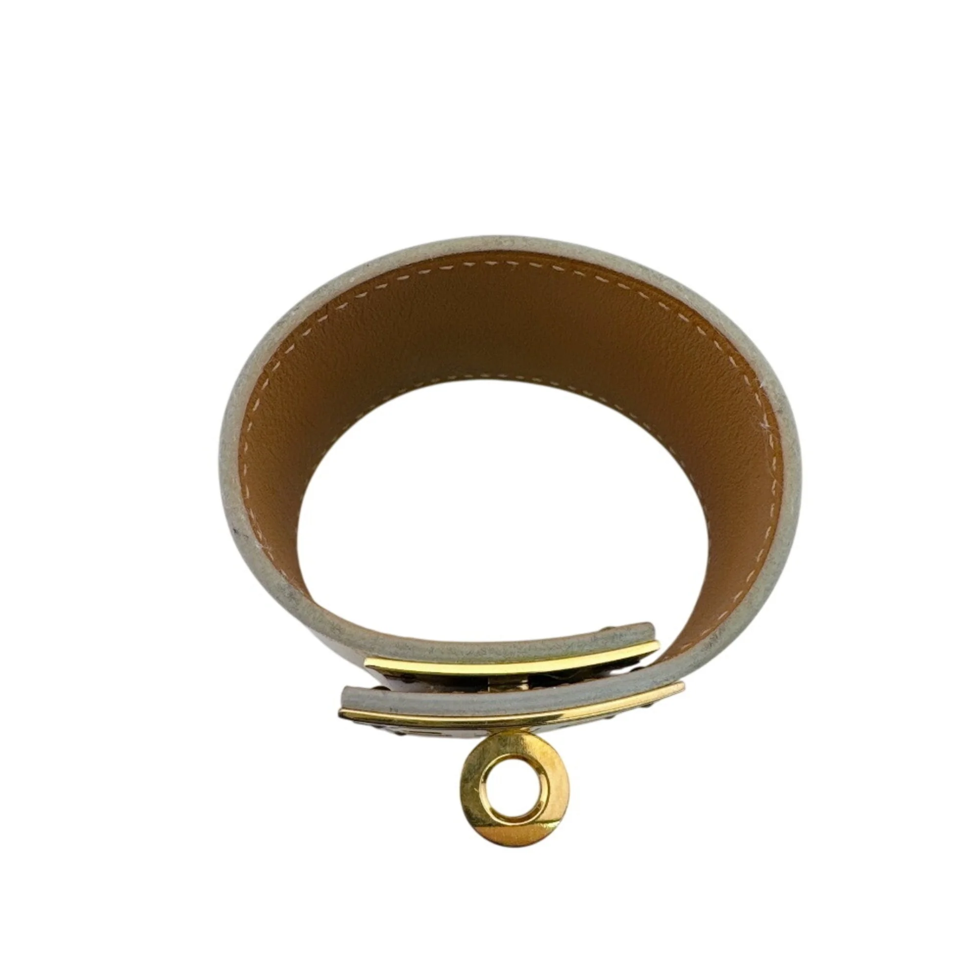 Bangle Leather and Metal Ivory Bracelet - Image 7