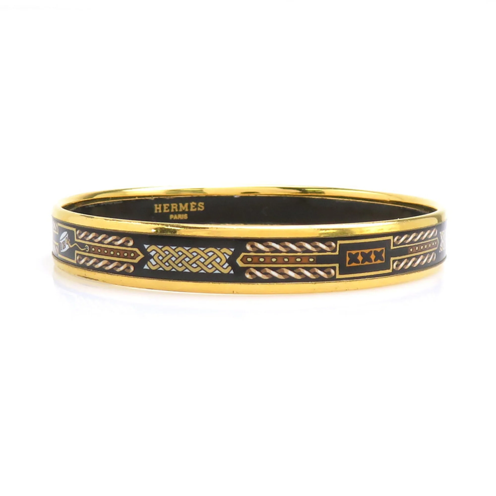 Bracelet Enamel and Metal Black Gold White - Image 2
