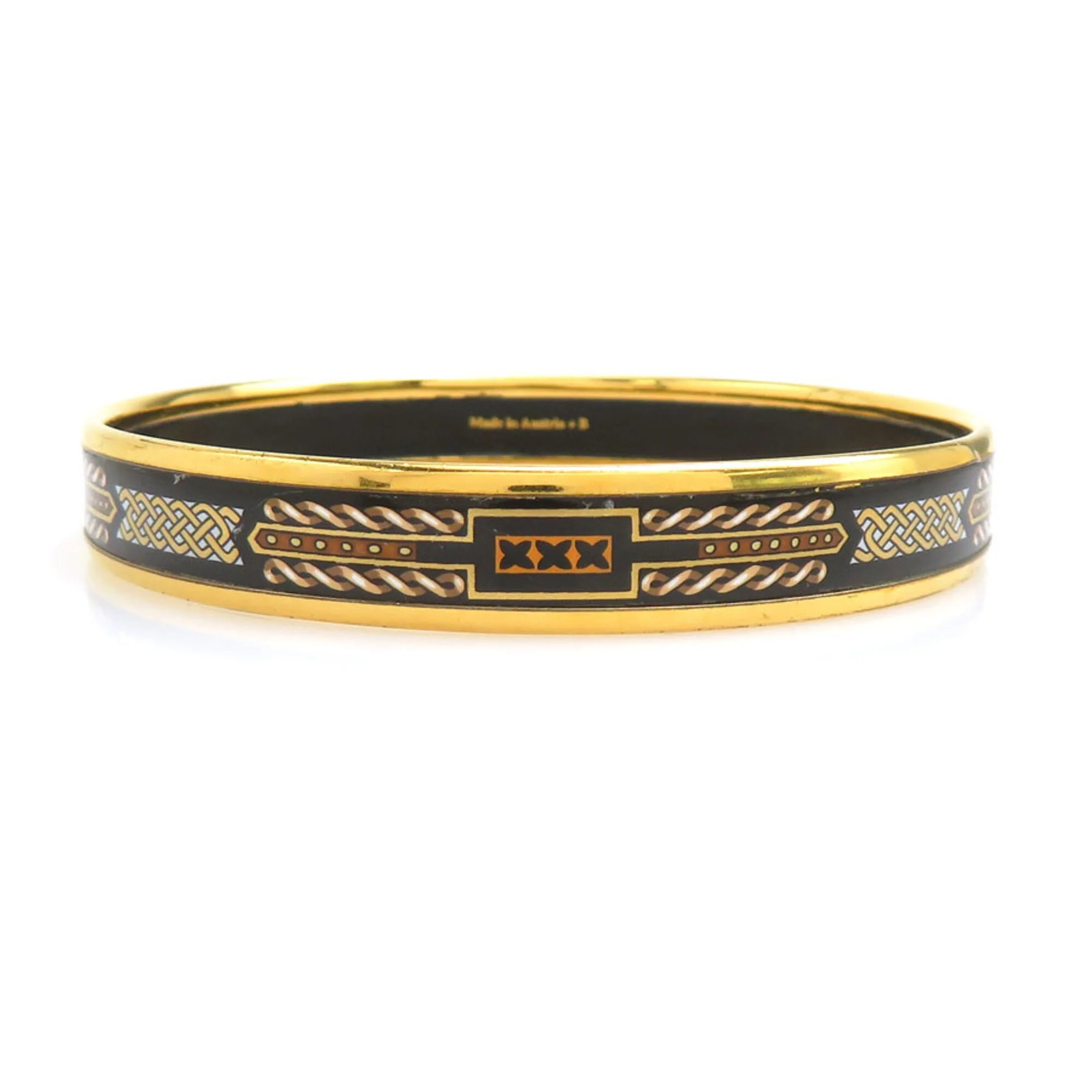 Bracelet Enamel and Metal Black Gold White - Image 4