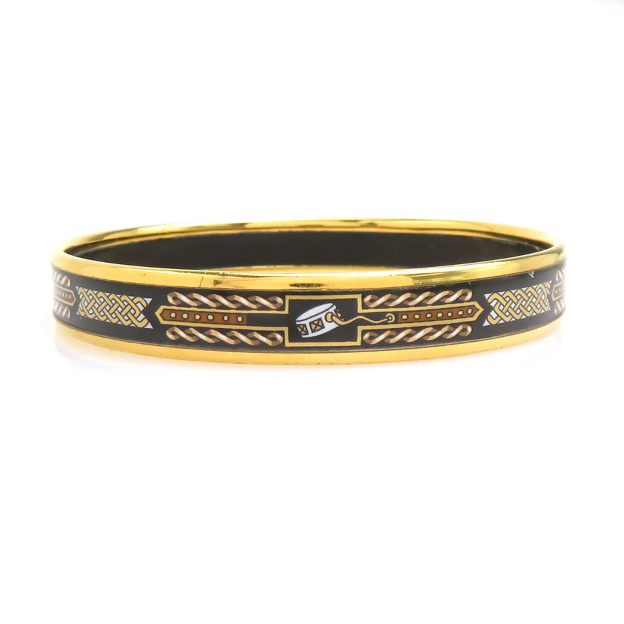 Bracelet Enamel and Metal Black Gold White - Image 5