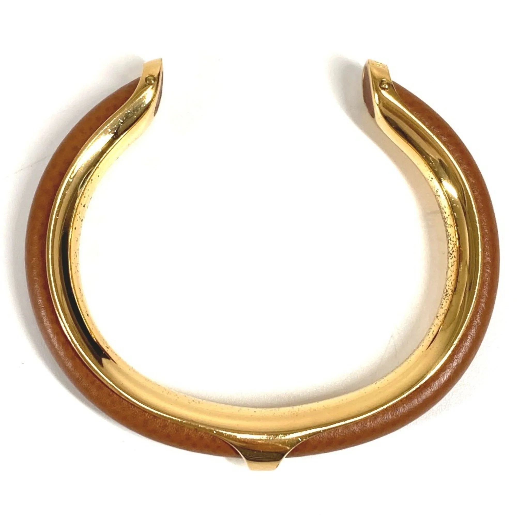 Bracelet Leather and Metal Brown and Gold - Image 3