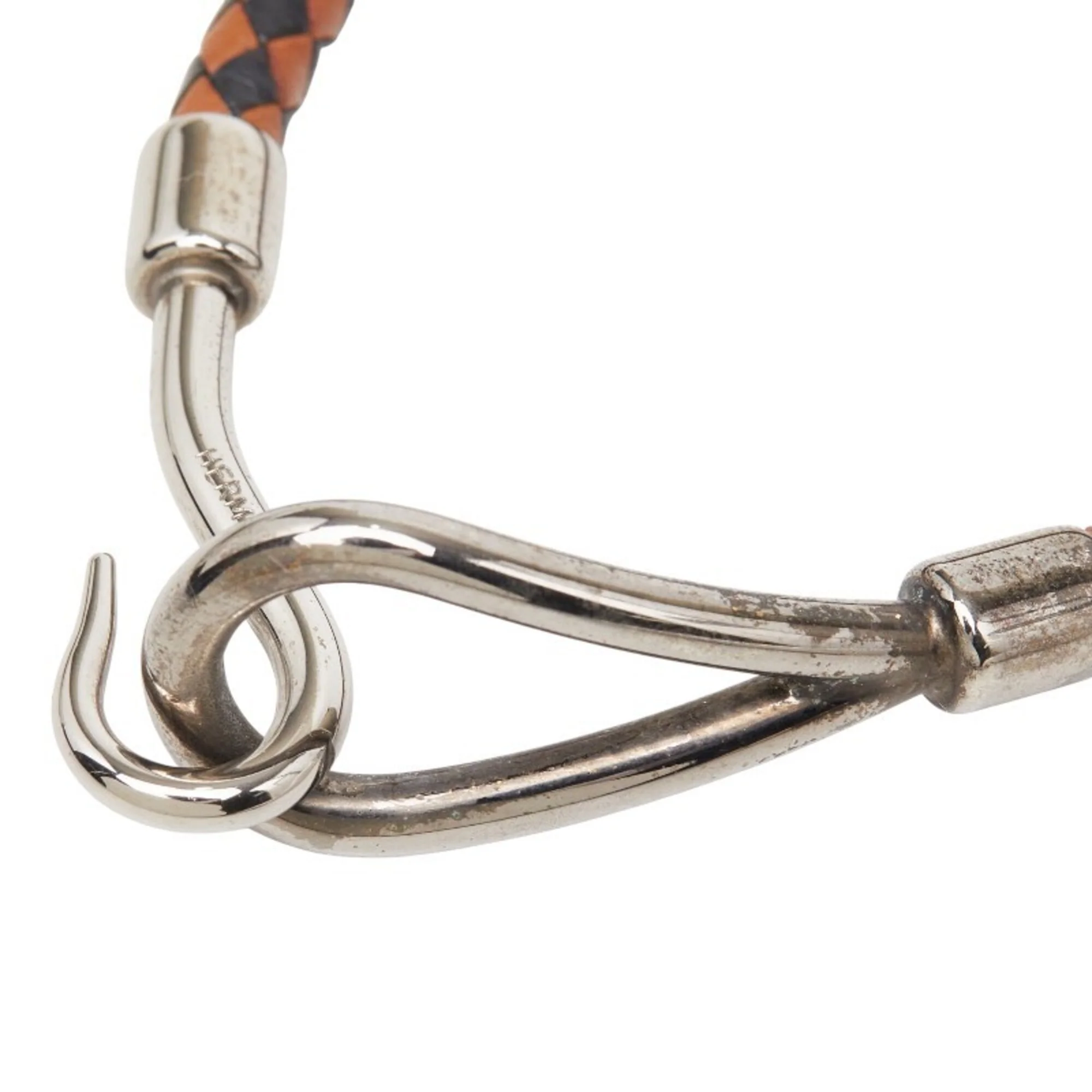 Bracelet Leather and Metal Brown and Silver - Image 3