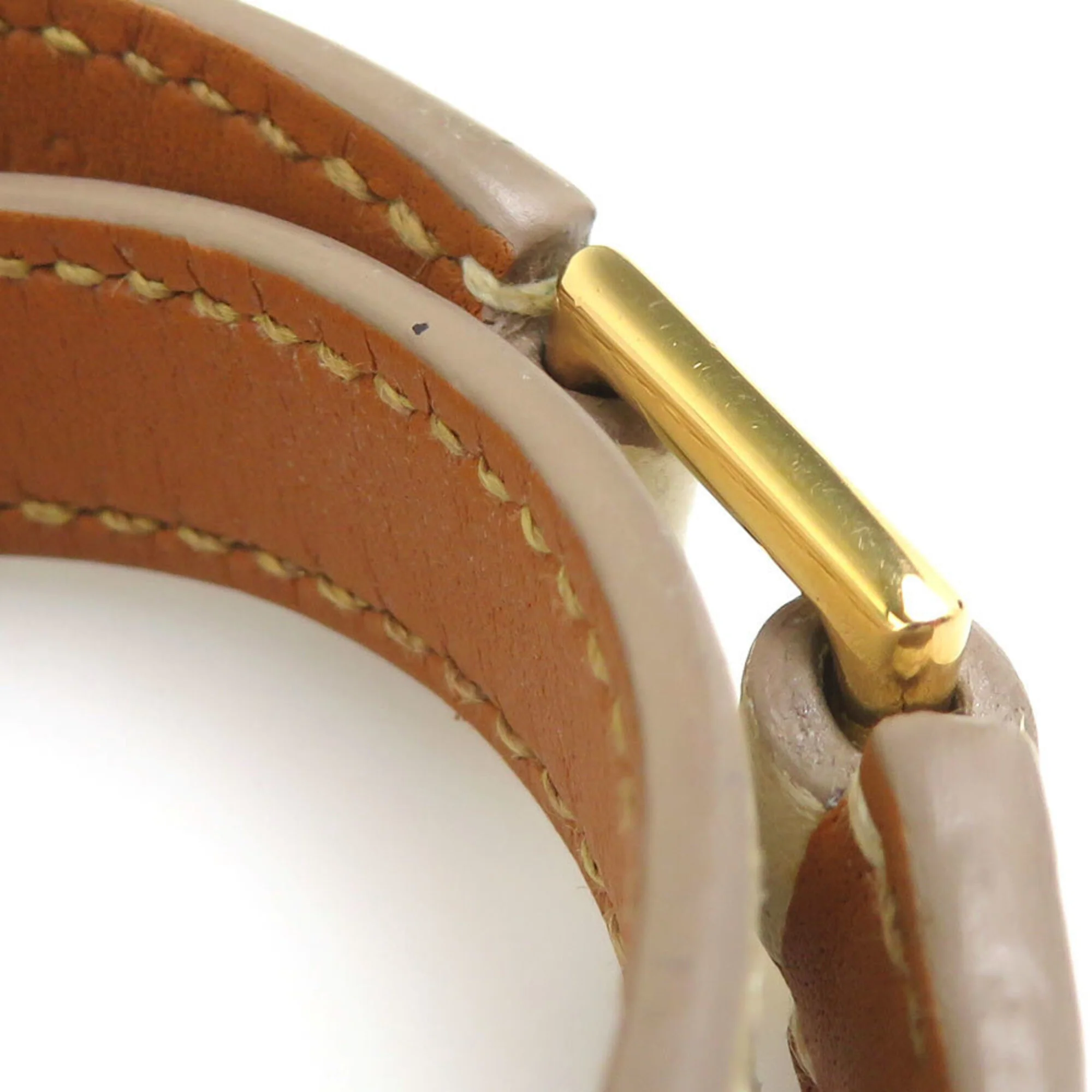 Bracelet Leather and Metal Ivory and Gold - Image 7