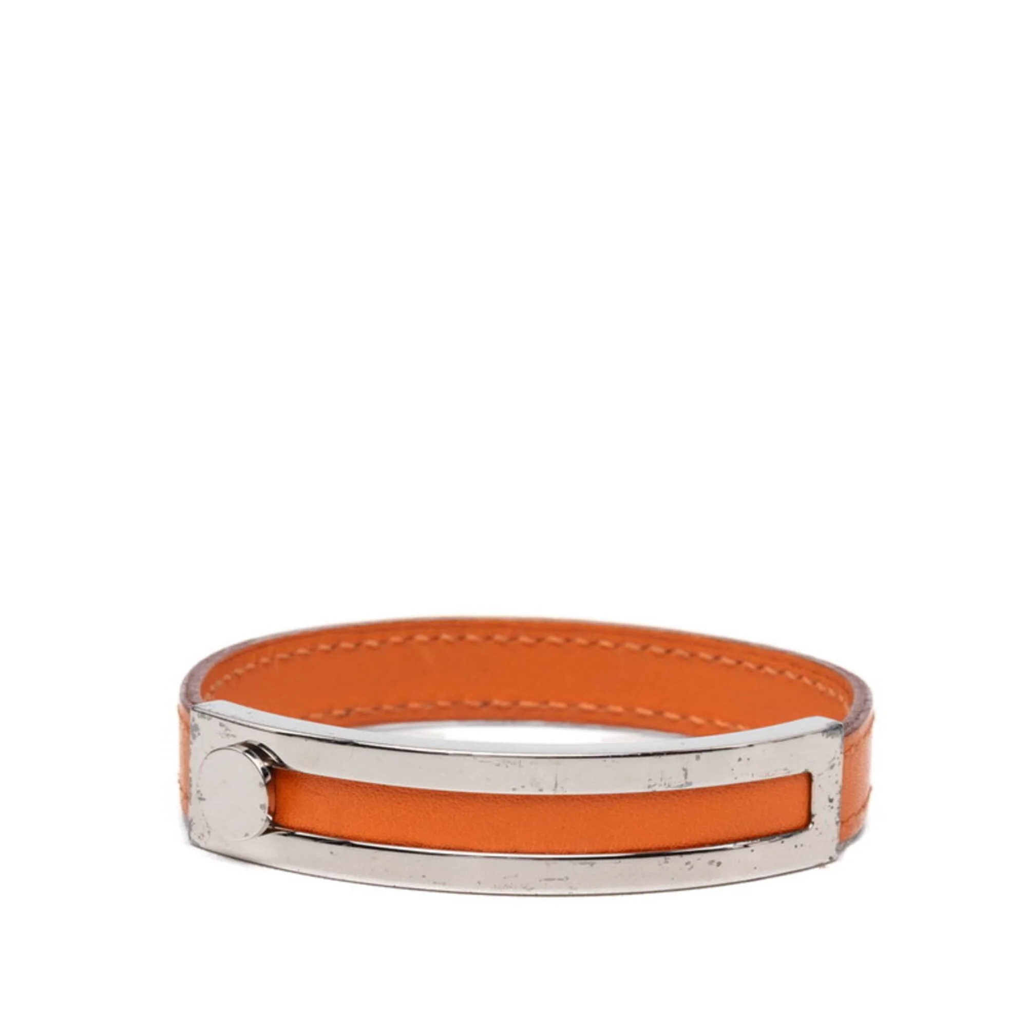 Bracelet Leather and Metal Orange